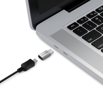 deleyCON deleyCON 2x Micro USB auf USB-C Adapter aus Alu Handy Smartphone USB-Adapter