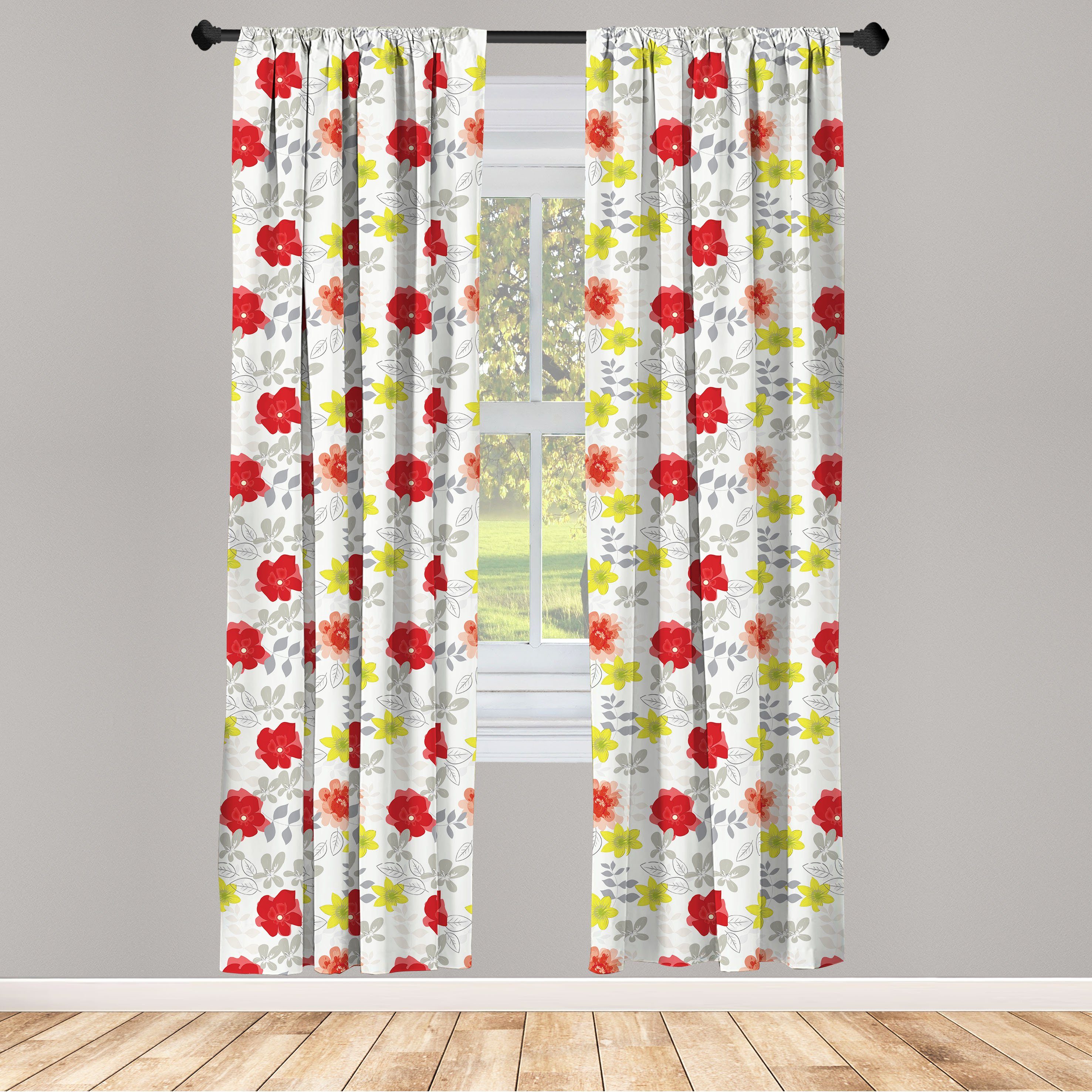 Gardine Vorhang für Wohnzimmer Schlafzimmer Dekor, Abakuhaus, Microfaser, Frühling Schönheit der Sommer-Blüten