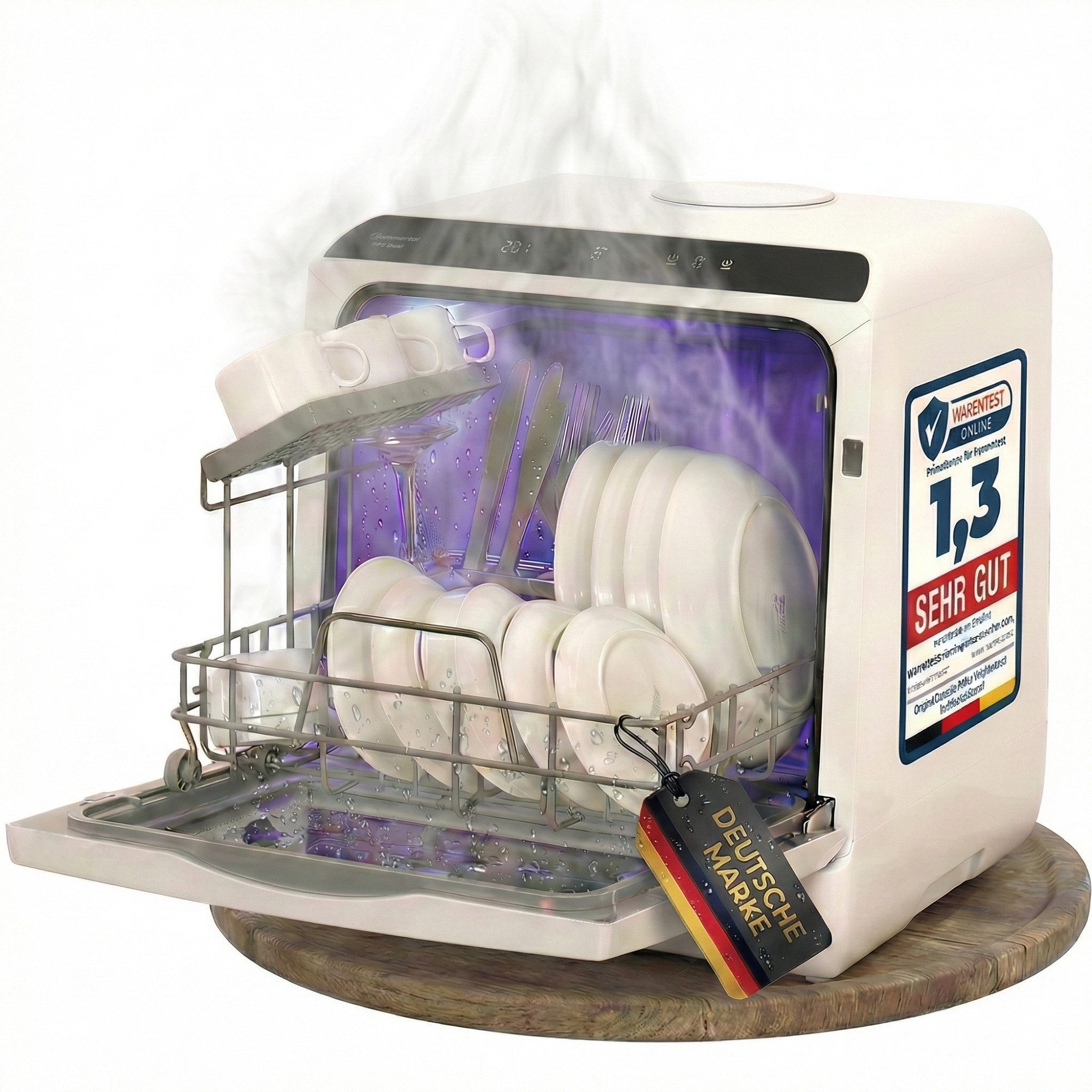 Sommertal Tischgeschirrspüler Sommertal Küchengeräte Sommertal Tischspülmaschine SP5, Tischspülmaschine mit 6 Waschprogrammen, 360° Reinigungsabdeckung
