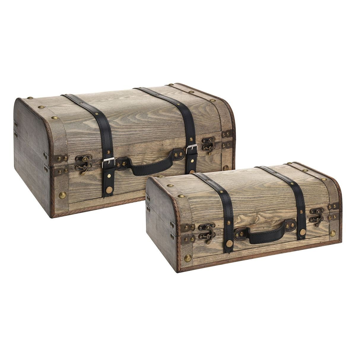 Koopman Stapelbox Kisten Dekoration 2er-Set aus Holz in braun Holzkiste Schatztruhen, 2er-Set