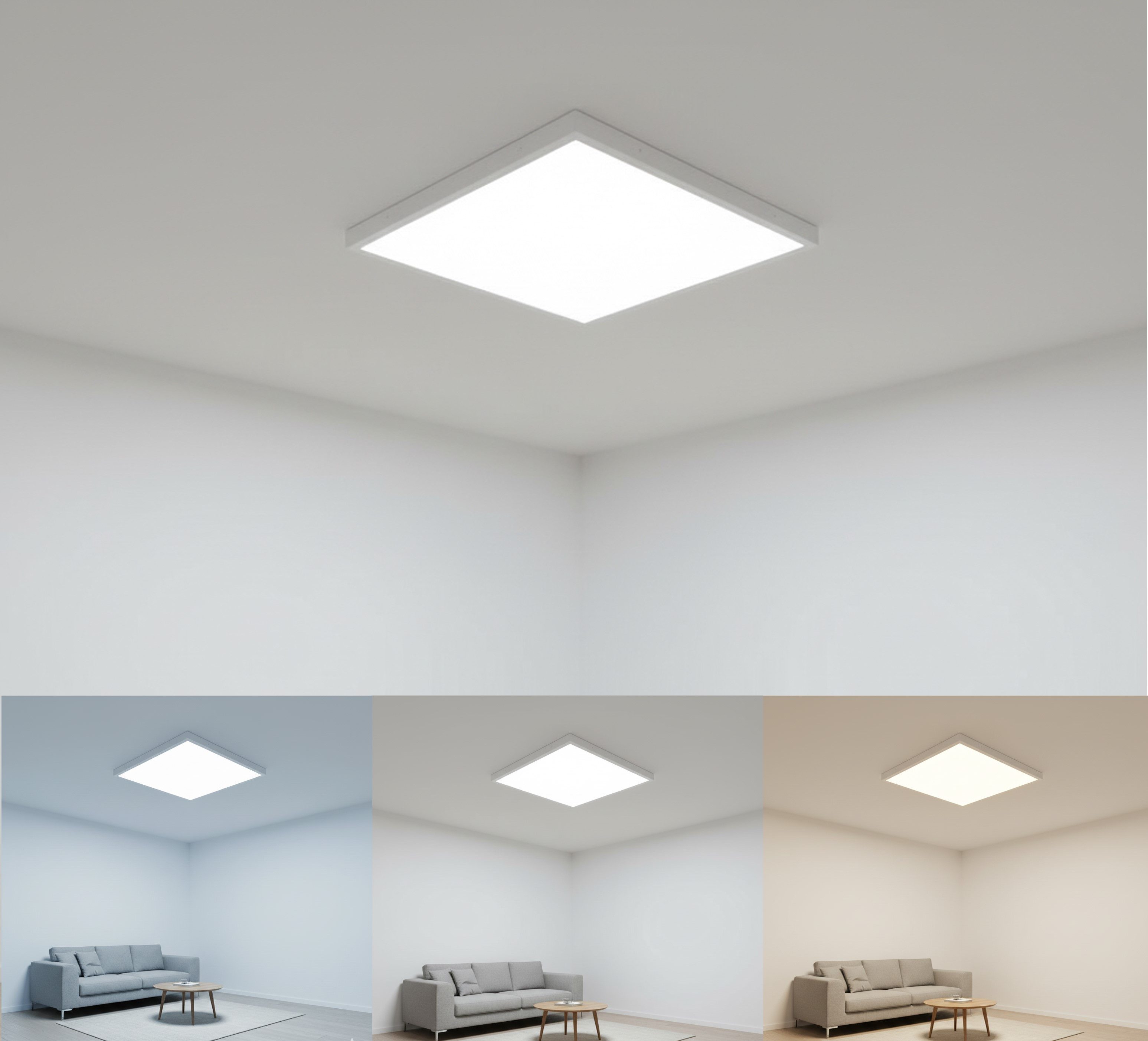 Braytron LED Deckenleuchte Panel Deckenleuchte 30-50W 3CCT 3000-6500K einstellbar 60X60cm, LED fest integriert, Neutralweiß, Kaltweiß, Warmweiß