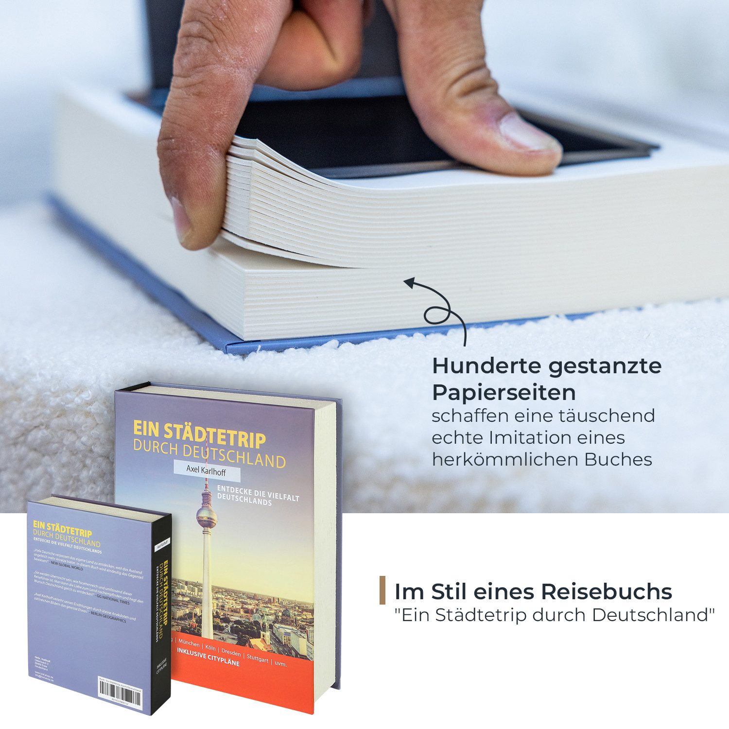 HMF Buchtresor getarnter Buchsafe für zuhause, innovatives Geheimversteck für Wertsachen, 23 x 15 x 4 cm