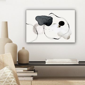 OneMillionCanvasses® Leinwandbild Abstrakt - Malerei - Kunst - Schwarz und Weiß, (1 St), Wandbild Leinwandbilder, Aufhängefertig, Wanddeko, 30x20 cm
