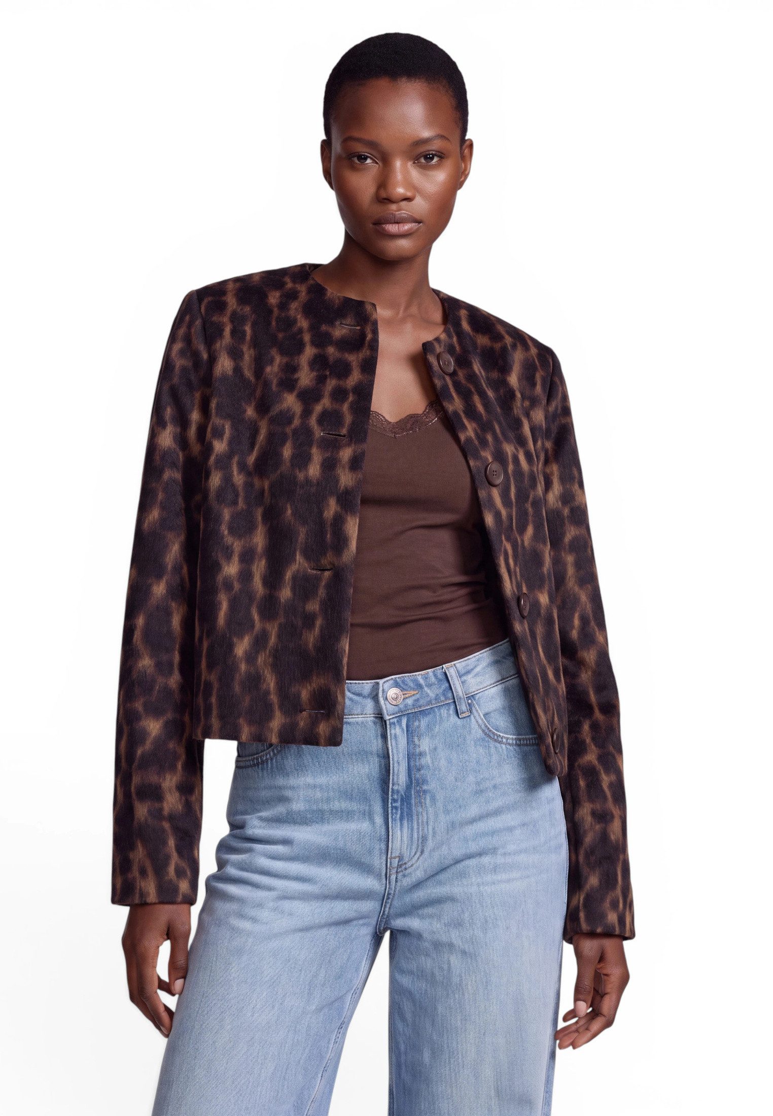 Zero Jackenblazer Damen mit Jacquard Knopfleiste