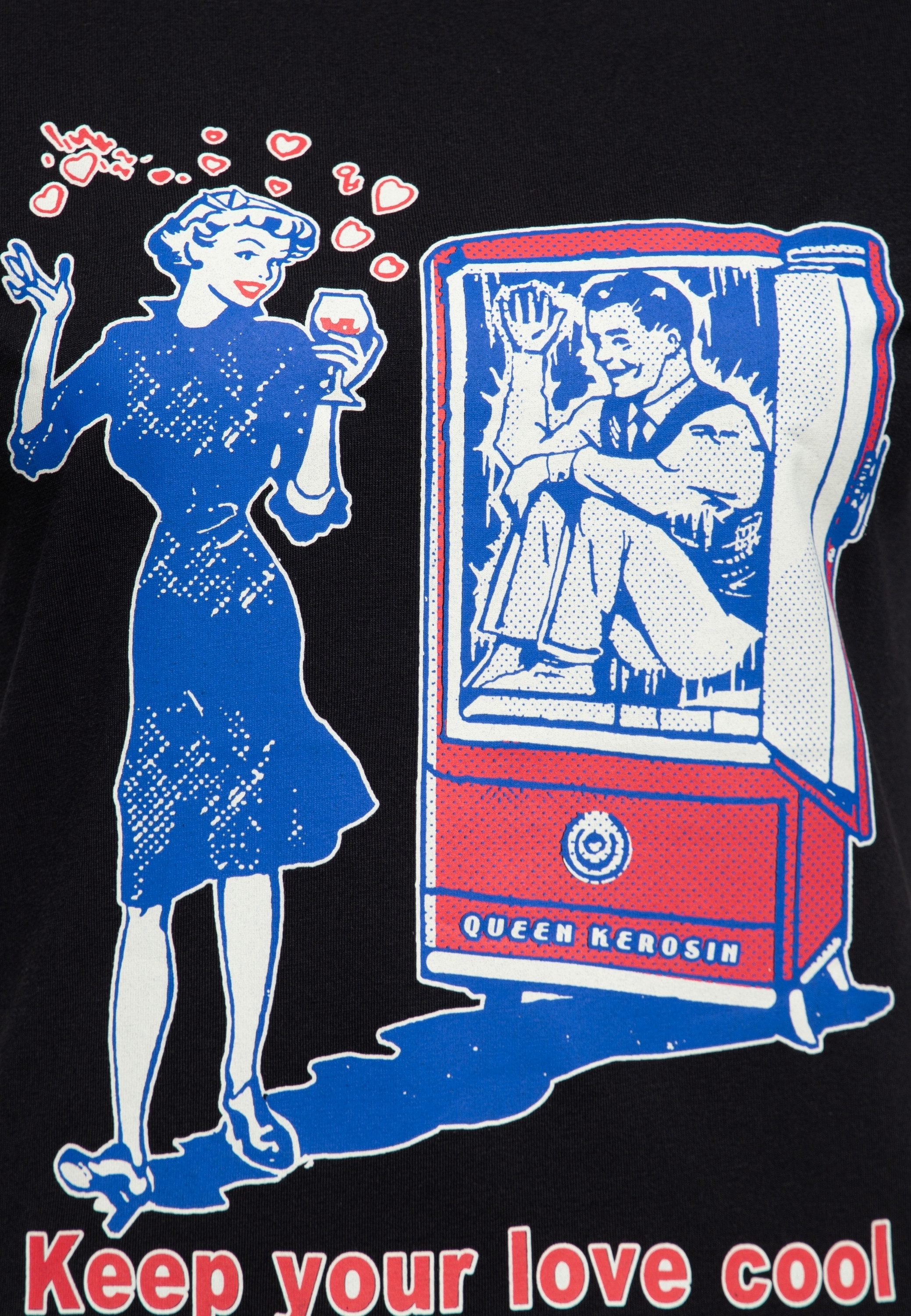QueenKerosin Print-Shirt Keep Your Love Cool mit 50s Style Comic Art – Bild 4 von 5