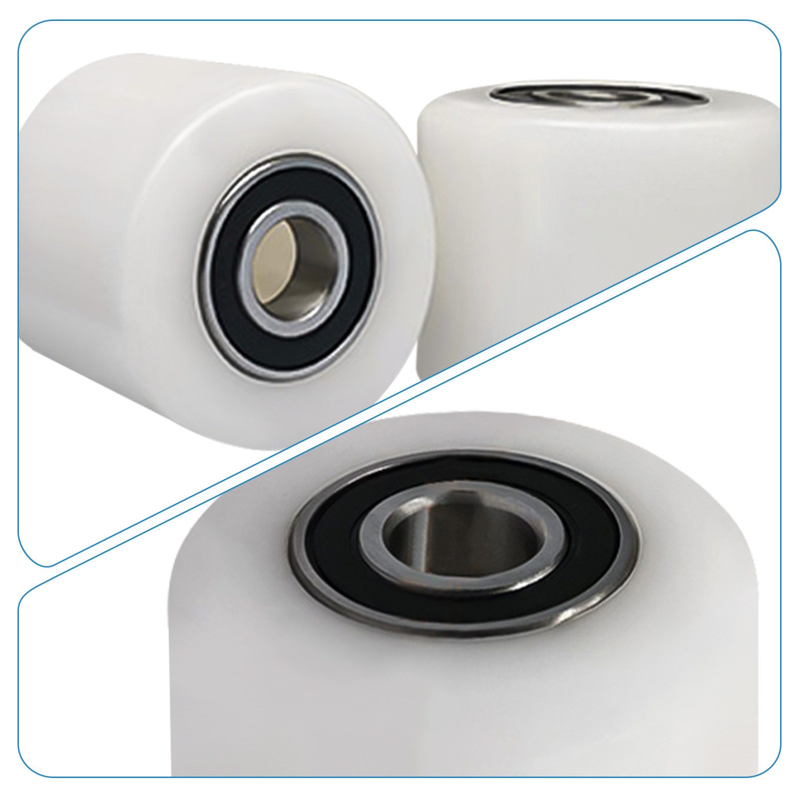 XERSEK Hubwagen Laufrollen 2 Stück Hubwagenrollen 70x60 mm Polyamid Nylon Ersatzrollen, Achse 20 mm Belastung: 650 kg inkl. Kugellager Rollen für Hubwagen