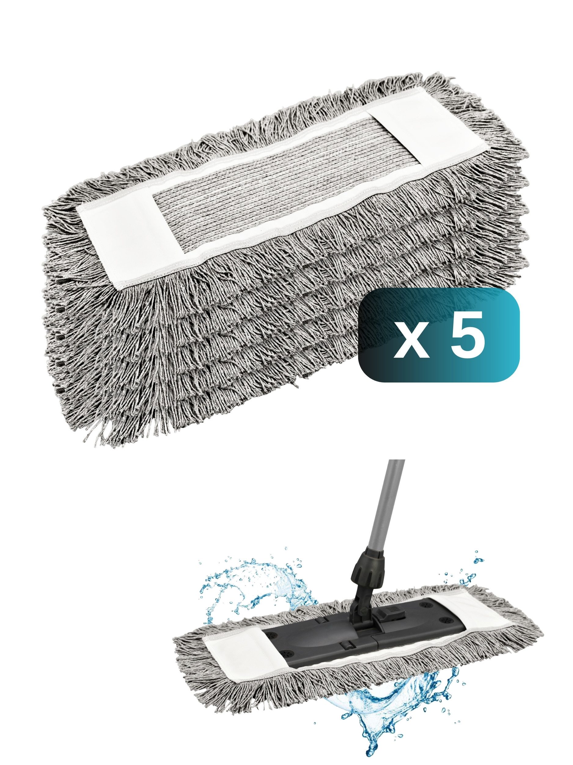 Adel Home Decor Wischmopp Premium Baumwoll-Mopp Ersatzbezug – Profi-Qualität für Ihr Zuhause, (2er-, 5er- und 10er-Sets), 40 cm, 50 cm Größe und Beige-Grau-Farboptionen