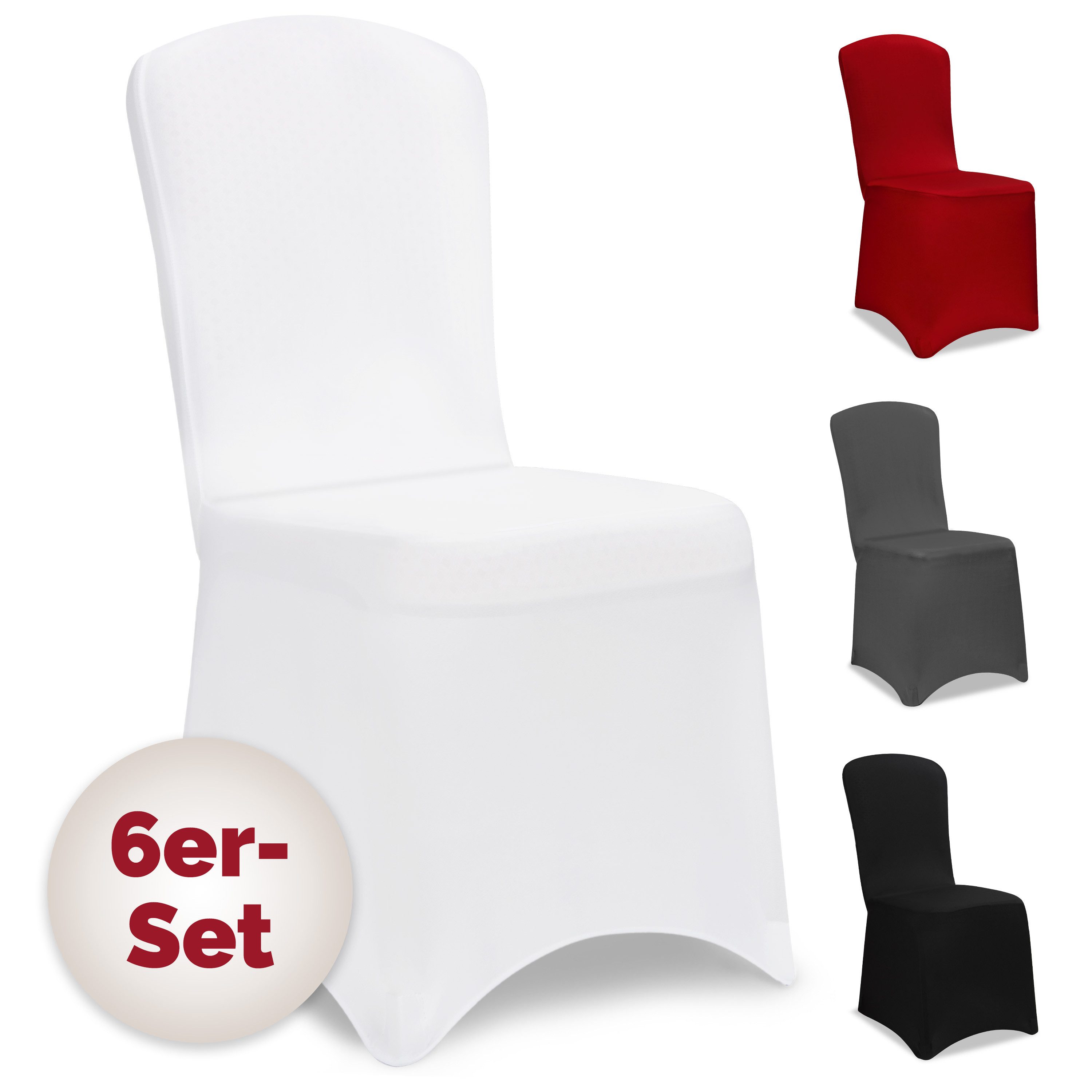 Detex Stuhlhusse, 6er Set Stretch Hussen Stühle OEKO-TEX Weiß Hochzeit Stuhlüberzug