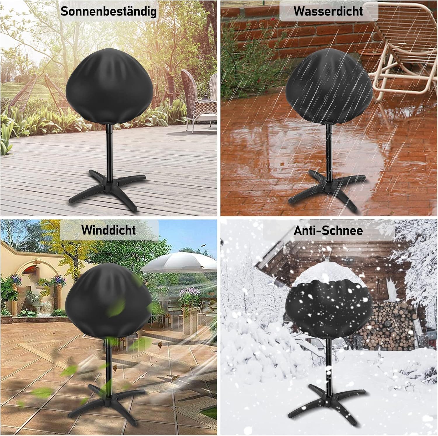 FELIXLEO Grill-Salzstein Grillabdeckung wasserdicht Ø50cm passend George Foreman Severin PG8541 (1-St)