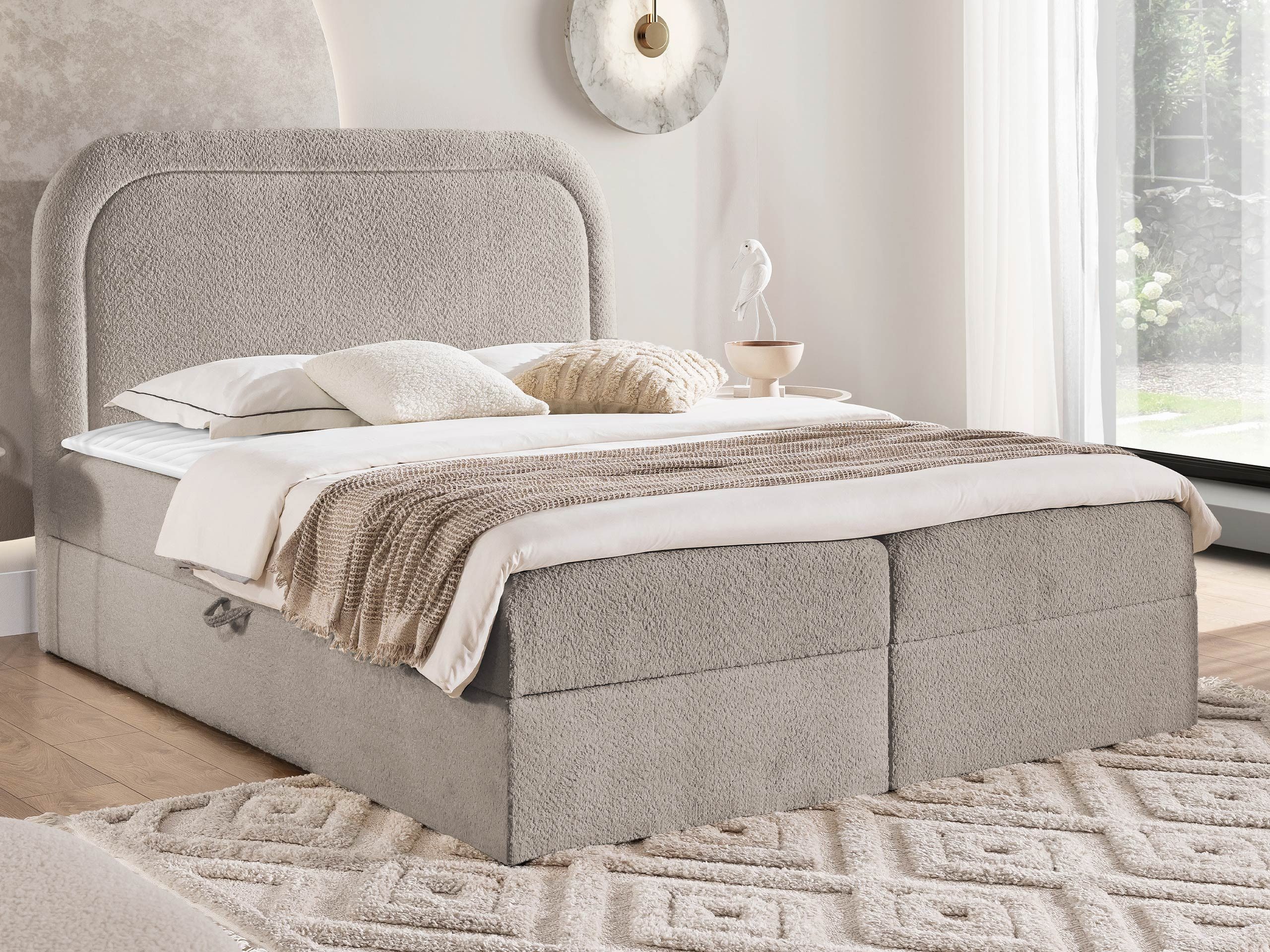MIRJAN24 Boxspringbett Bonito (mit zwei Bettkästen), Bonellfederkern H3, Topper, 120/140/160/180/200 cm
