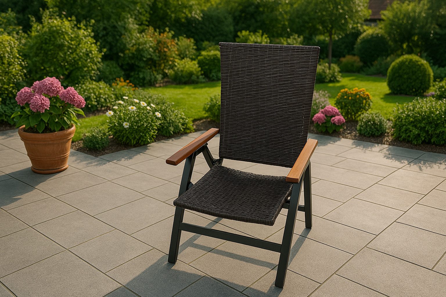 belavi Gartenstuhl Polyrattan Klappsessel mit Holz-Armlehnen, günstig online kaufen