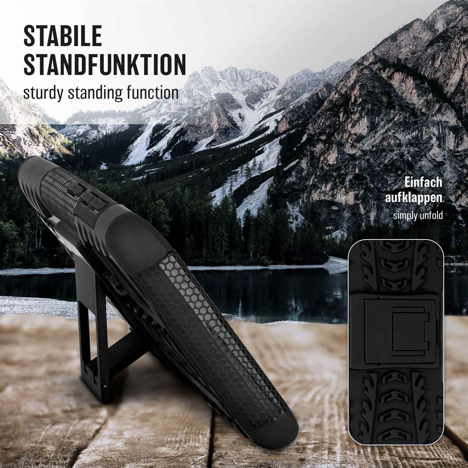 ONEFLOW Handyhülle ONEFLOW® Tank Case für Apple iPhone 13 Pro Max, Panzerhülle Dual-Layer, Robuste Hülle mit Ständer Outdoor Schutzhülle