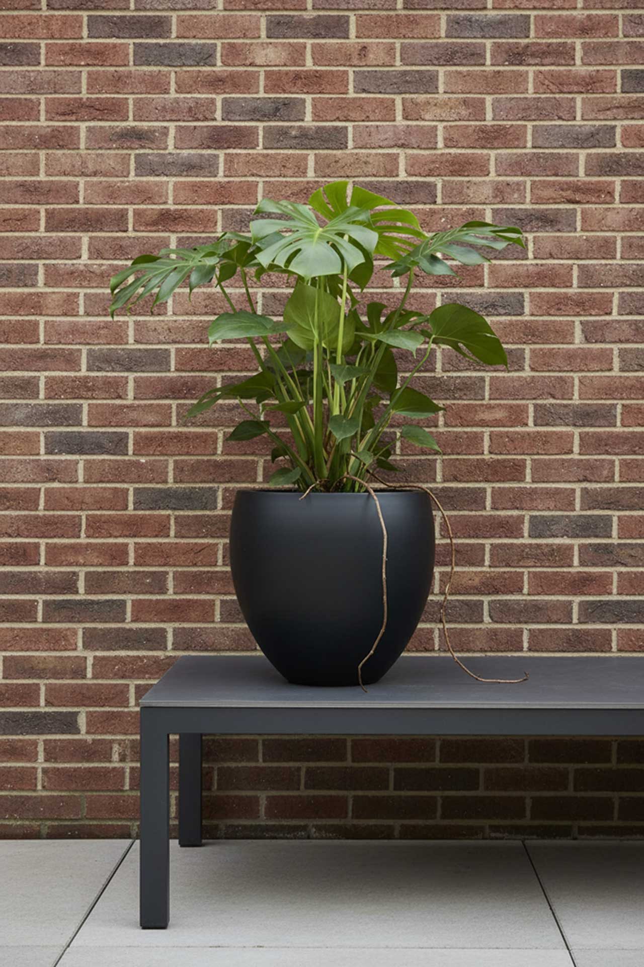 VIVANNO Blumentopf Fiberglas PLUTO Rund - Anthrazit Matt (1 St), 33x30 cm