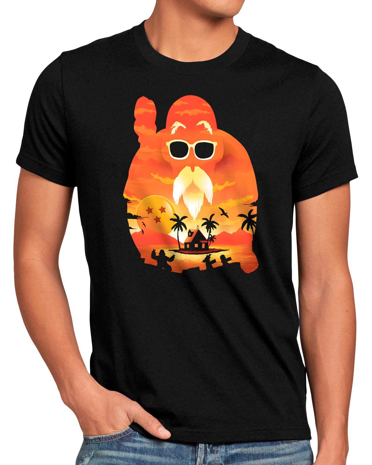 style3 Print-Shirt Herren T-Shirt Roshi Master Sunset super dragonball z gt songoku breakers the kakarot