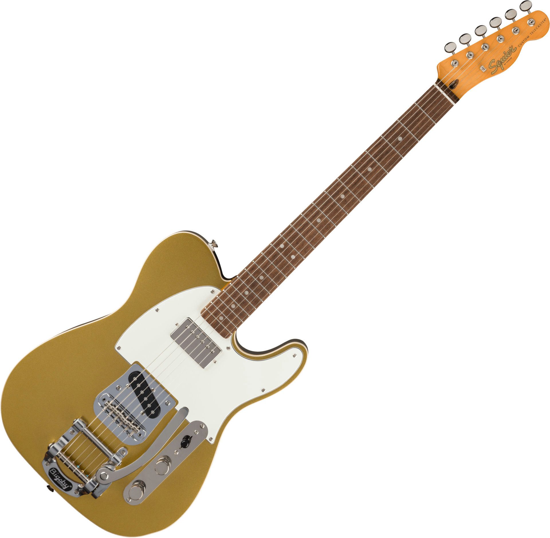 Squier E-Gitarre Classic Vibe Custom Telecaster SH with Bigsby Aztec Gold, Telecaster, Gitarre mit Lorbeer-Griffbrett