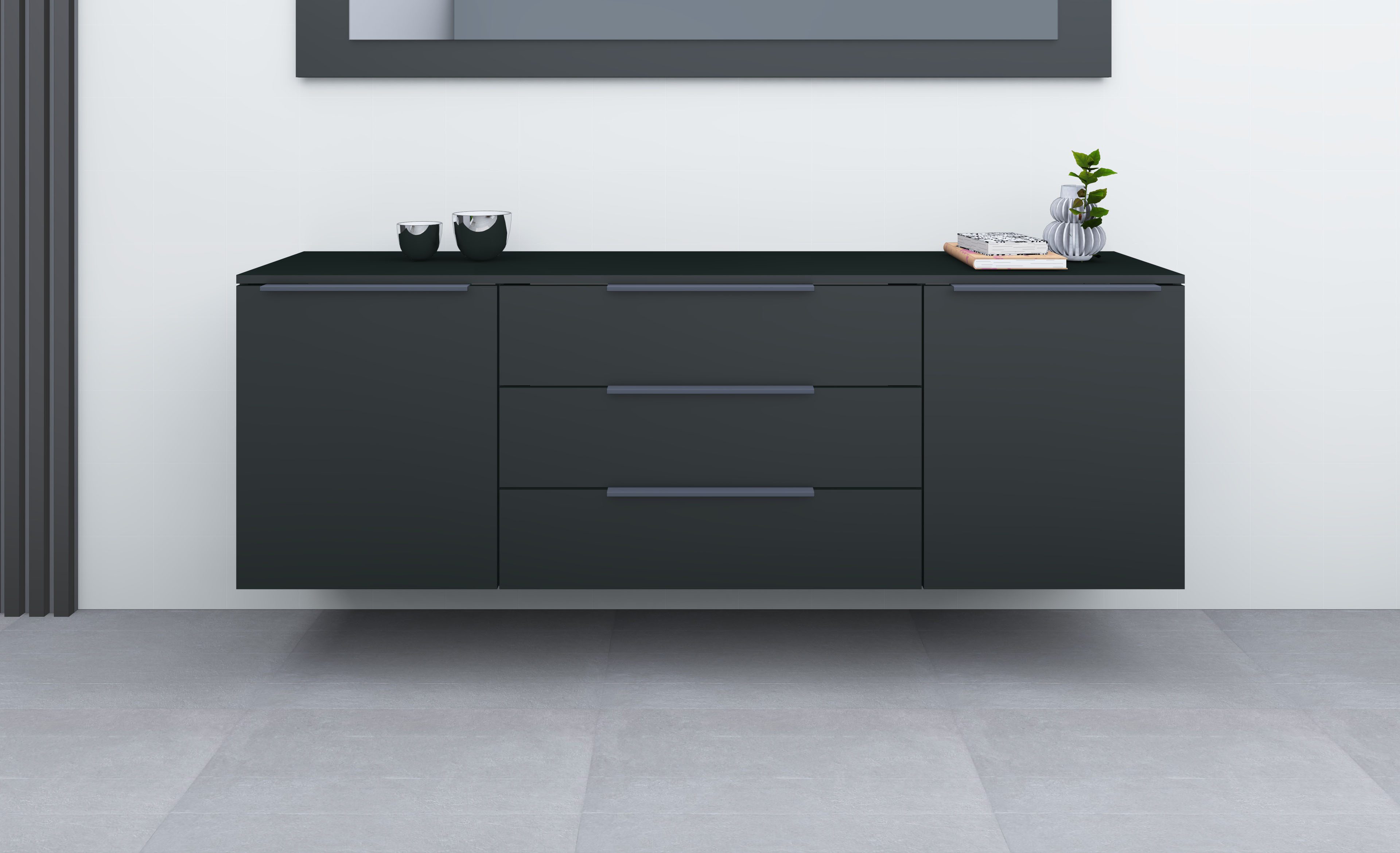 Sideboard Tom, Kommode Breite 166cm, hängend oder stehend mit Metallgriffen