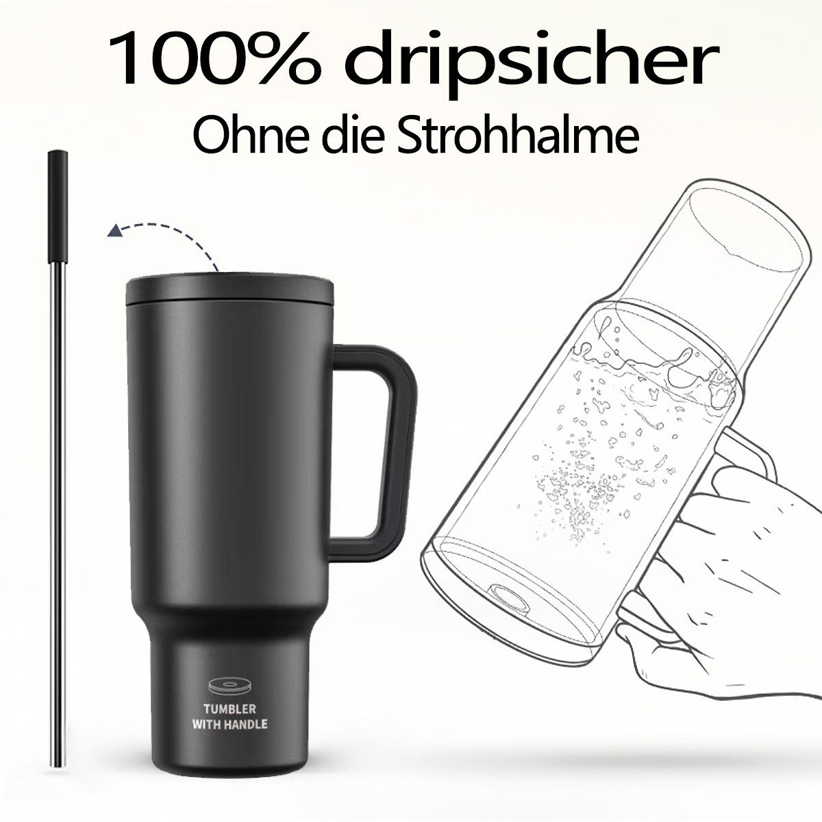Fine Life Pro Thermobecher extra groß - Dichteschutz, doppelwandig isoliert für Warmes/Kaltes, Mit komfortabler Grip - Ideal für Alltag, Outdoor & Reisen