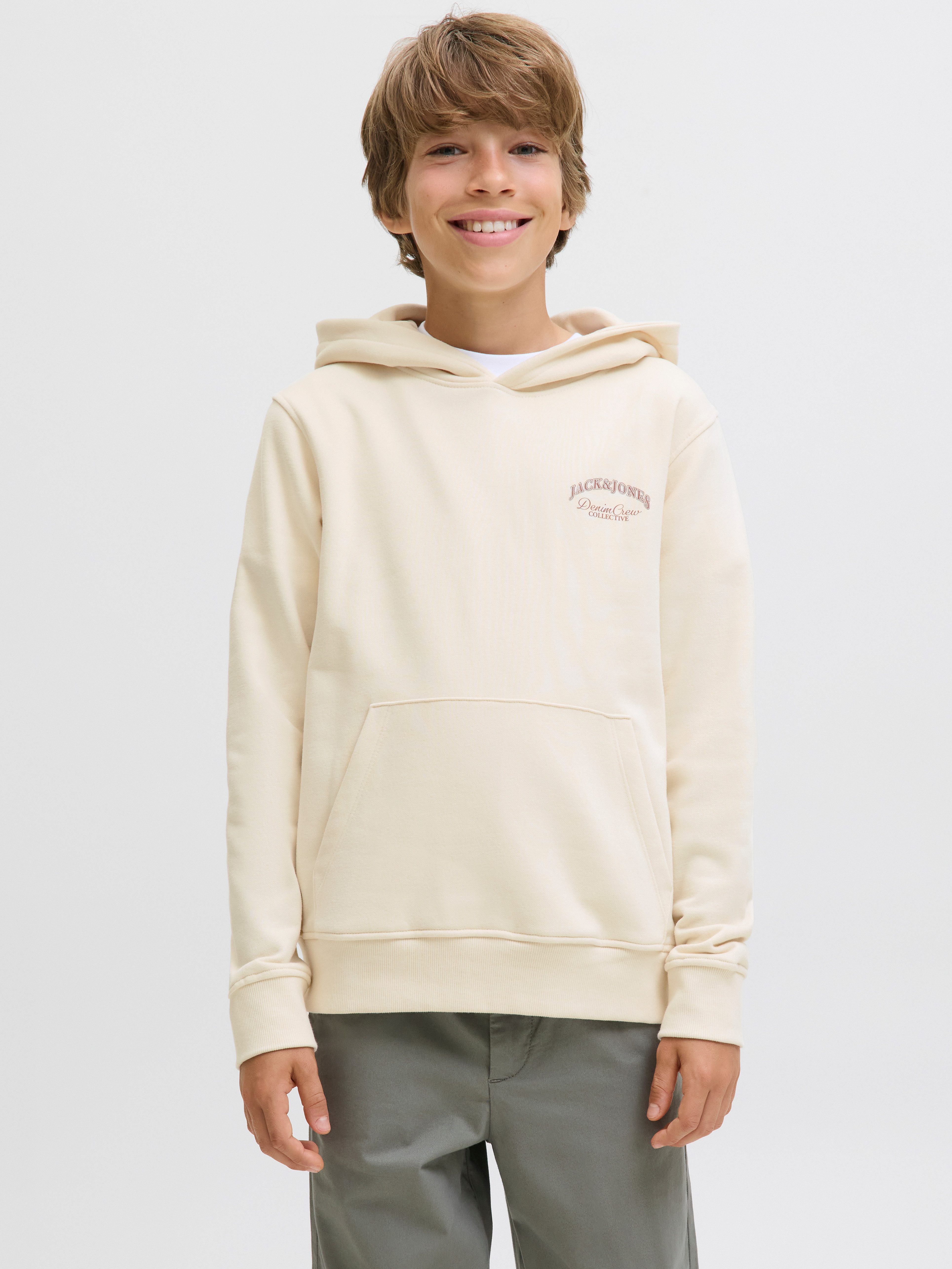 Jack & Jones Junior Kapuzensweatshirt JJEBRANDES BACKP RELAXED SWEAT H SN JNR Baumwollmischung, relaxed fit
