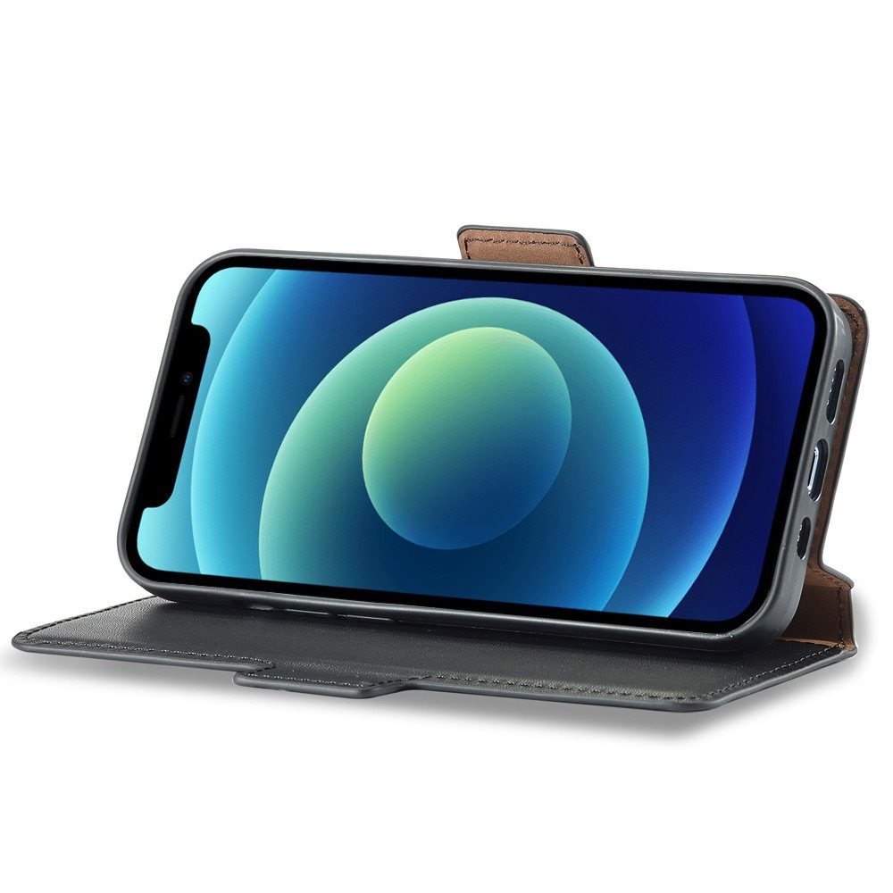 FITSU Handyhülle Flipcase für iPhone 11 Handytasche Schwarz, Schlanke Handyhülle mit Geld- bzw. Kartenfach und Standfunktion