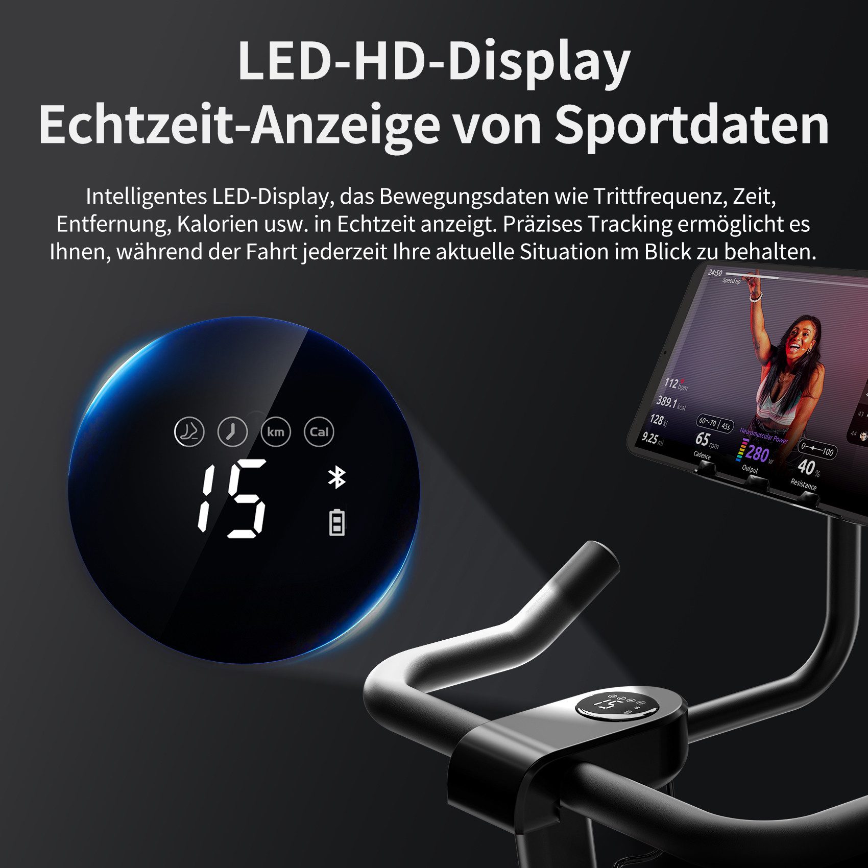 JASPORT Speedbike C3 Heimtrainer Fahhrad für Zuhause, 120KG Belastbar (Heimtrainer, mit Magnetischem Widerstand), App mit Video on Demand Trainingskursen, Kinomap & Zwift kompatibel