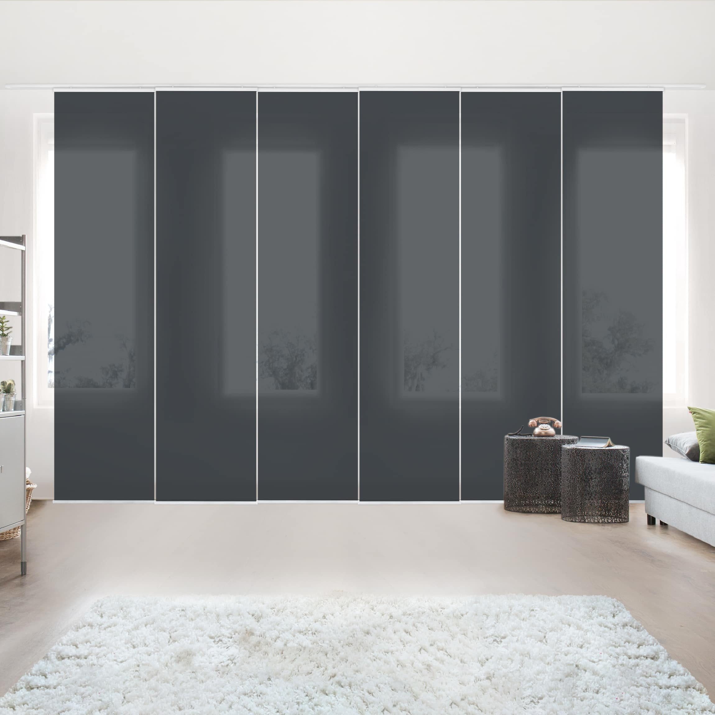 Bilderdepot24 Schiebegardine modern Flächenvorhang blickdicht Mondgrau, günstig online kaufen