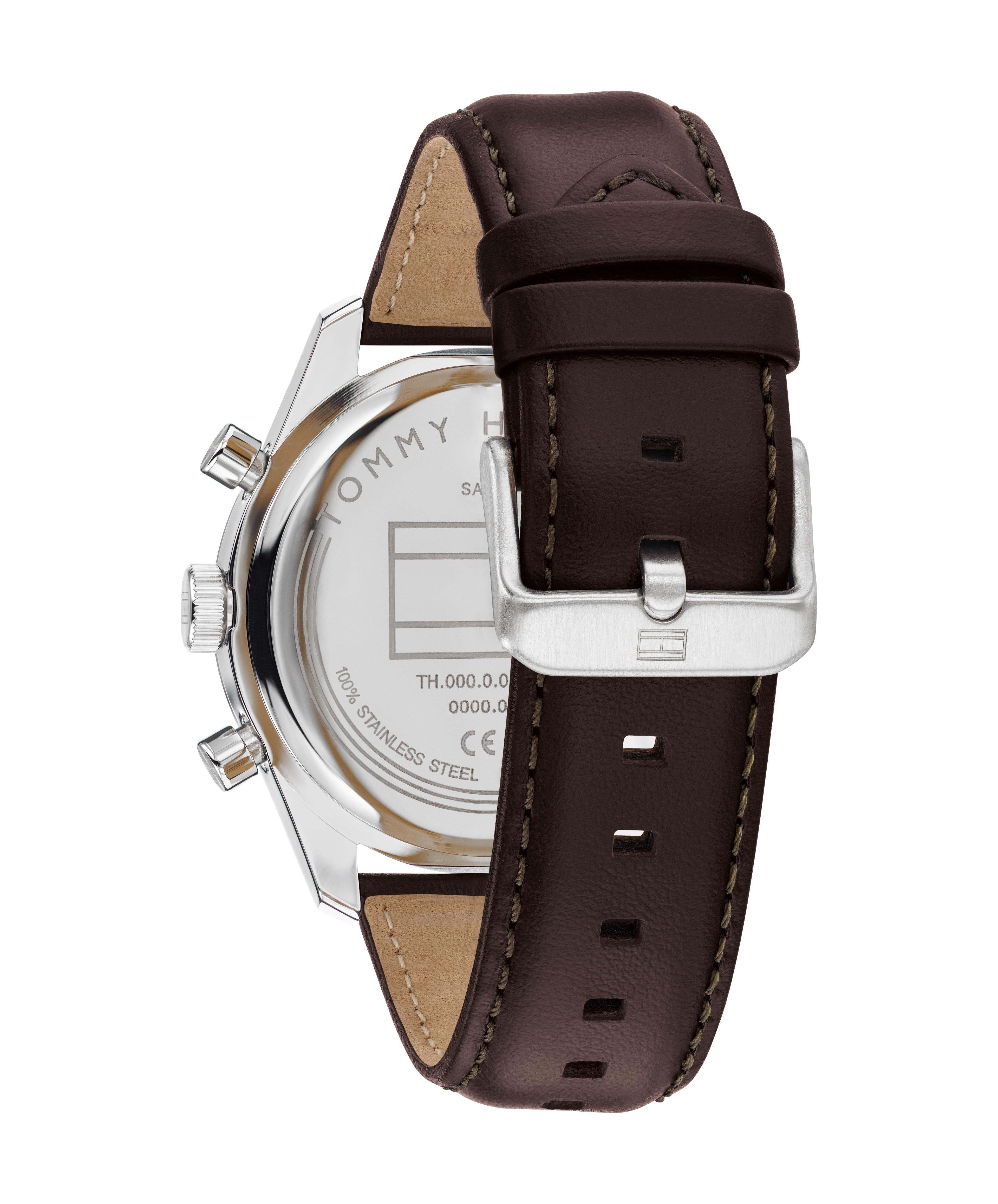 Tommy Hilfiger Multifunktionsuhr HAMPTON 1792276, Quarzuhr, Armbanduhr, Herrenuhr, Lederarmband, analog