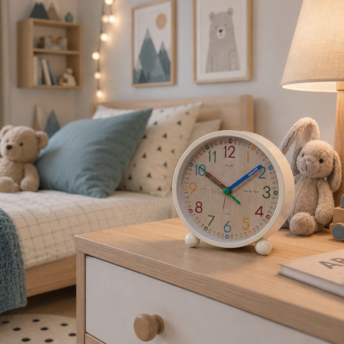 K&L Wall Art Tischuhr Kinder Tischwecker Junge Mädchen Tischuhr Kinderzimmer leises Uhrwerk, Kinderwecker mit Licht und Alarmfunktion – Bild 2 von 5