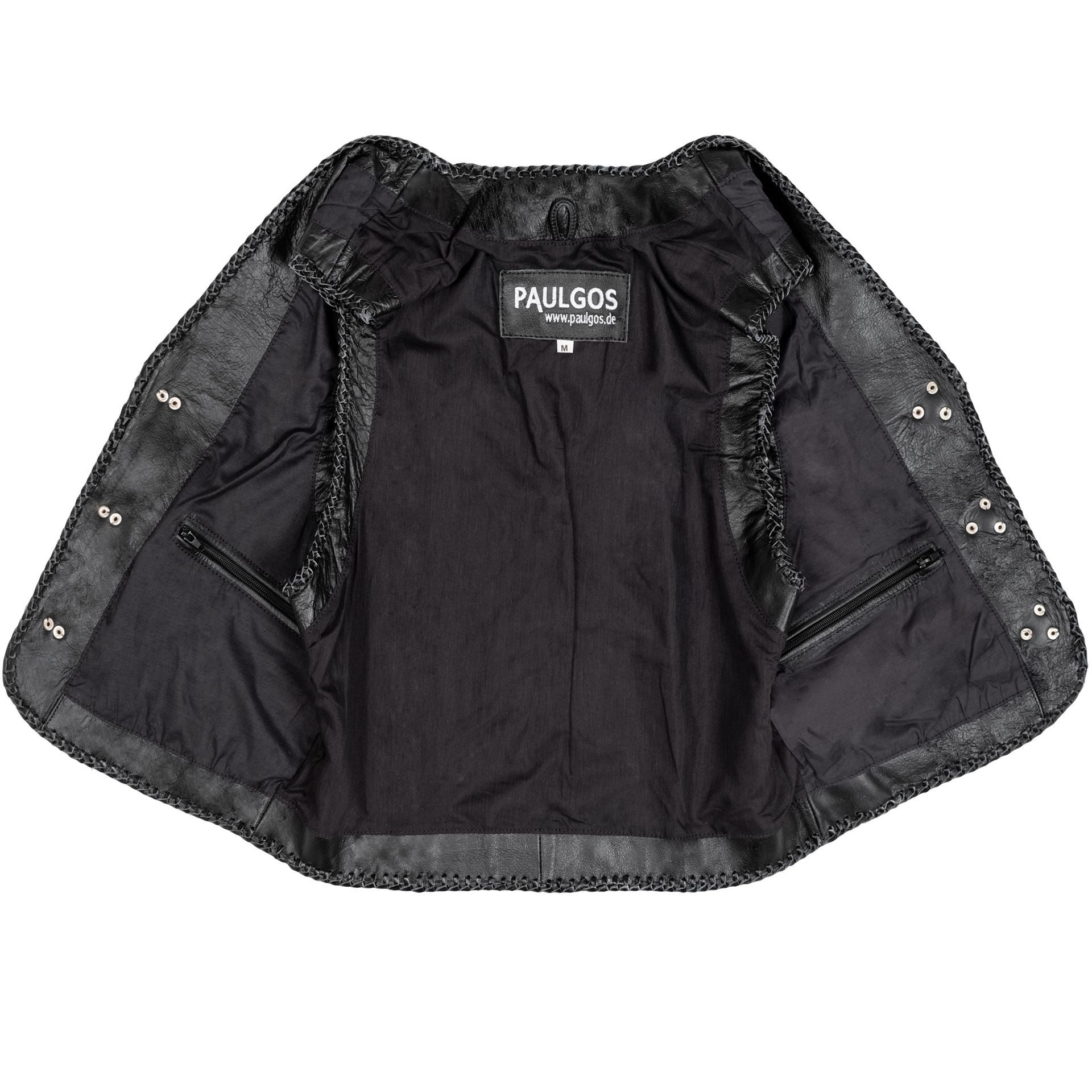 PAULGOS Motorradweste Lederweste Biker Kutte Clubweste Chopper Weste 100% Echtleder - BW7