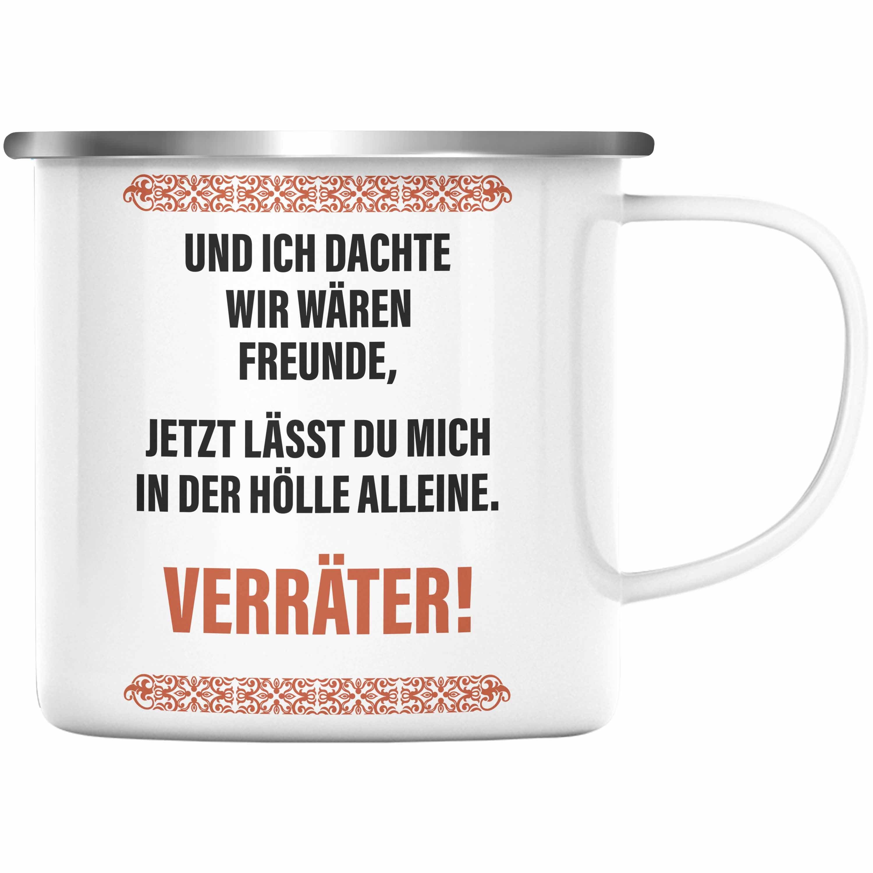 Trendation Thermotasse Trendation - Jobwechsel Geschenk Lustig Tasse Kollegin Abschiedsgeschenk - Emaille Kollege Sprüche Verräter Silber