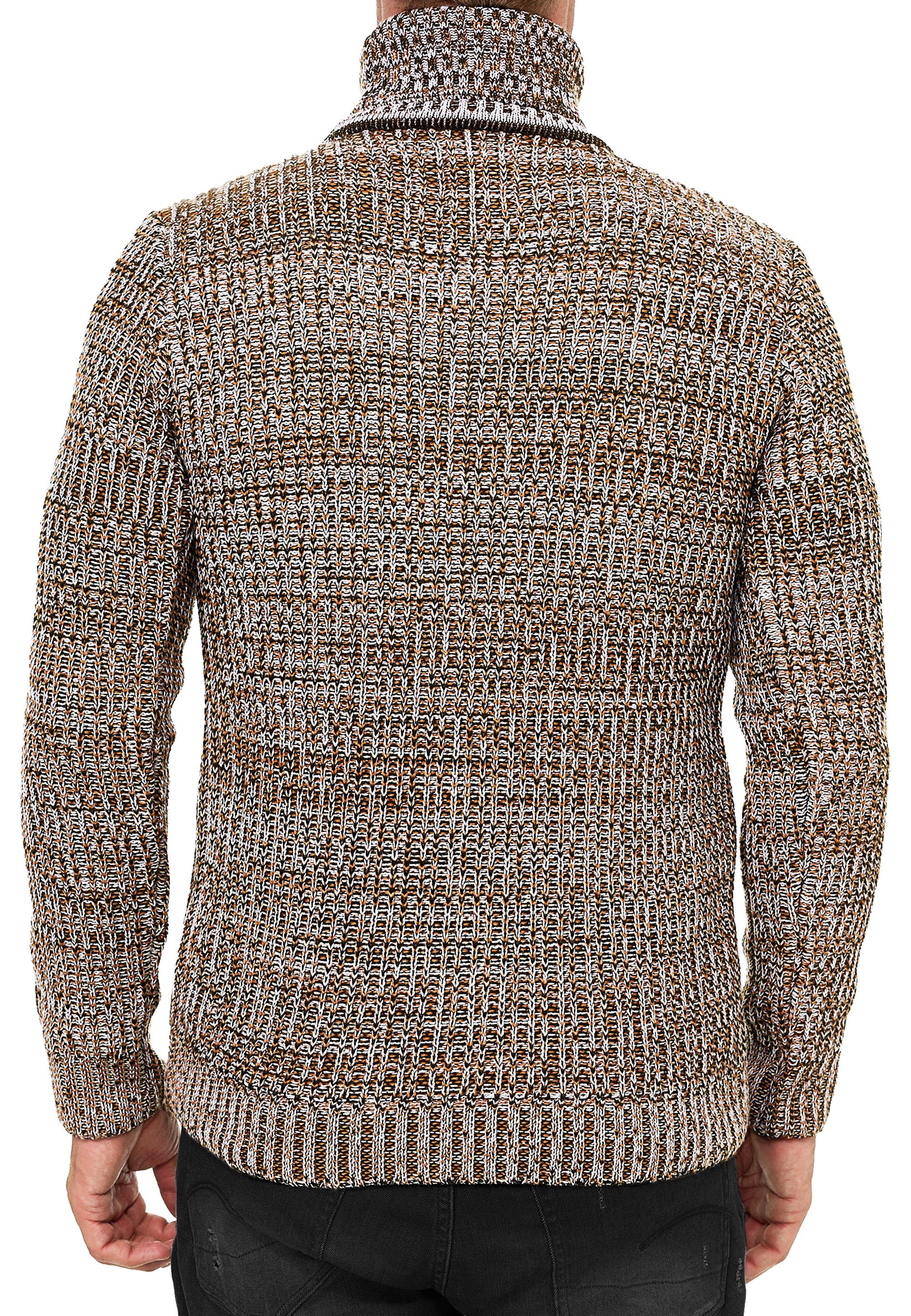 R-NEAL Rollkragenpullover Melierter Grobstrick Rollkragen Pullover Streetwe günstig online kaufen