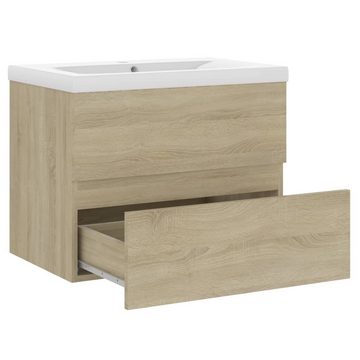 vidaXL Badezimmerspiegelschrank Waschbeckenunterschrank Einbaubecken Sonoma-Eiche Holzwerkstoff (1-St)