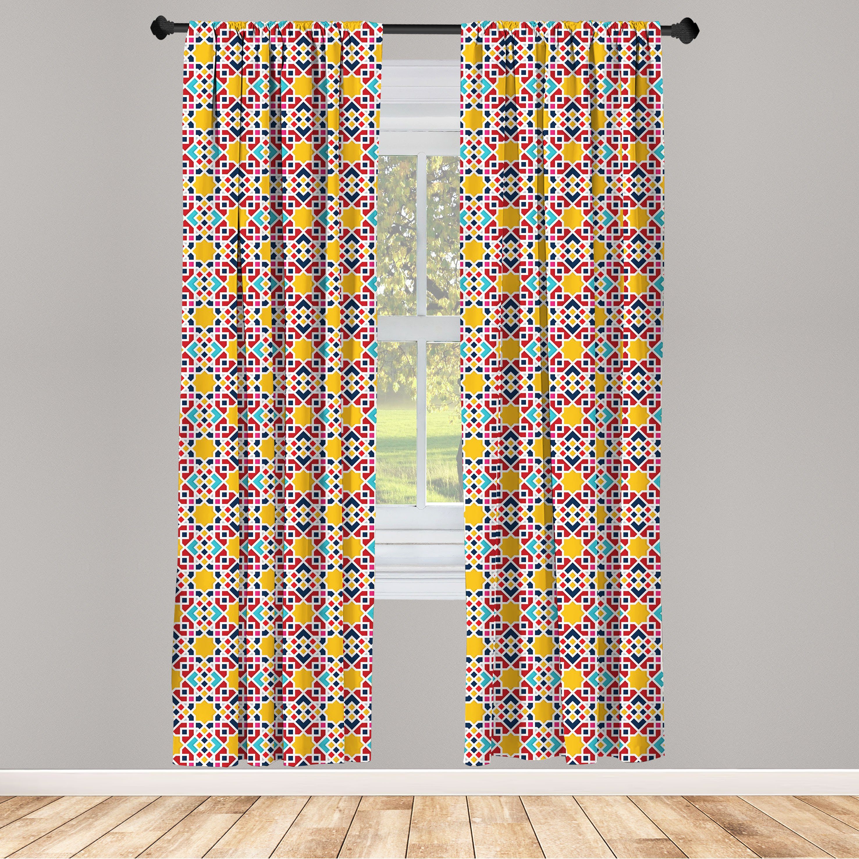 Gardine Vorhang für Wohnzimmer Schlafzimmer Dekor, Abakuhaus, Microfaser, marokkanisch Bunte moderne Oriental