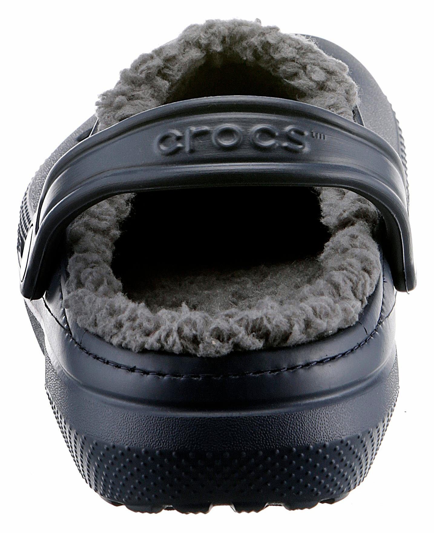 Crocs Classic Lined Clog mit navy-grau Hausschuh kuscheligem Fellimitat