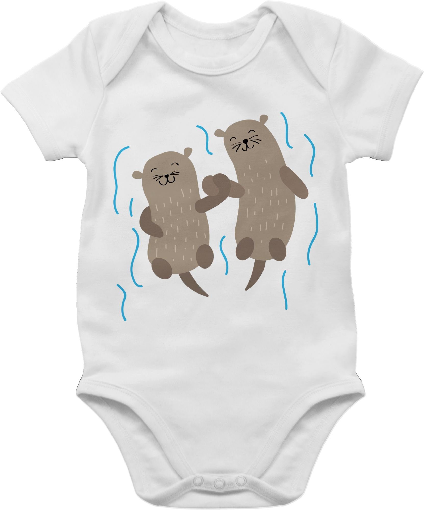 Shirtracer Shirtbody Süße Otter Animal 2 Weiß Tiermotiv Baby Print