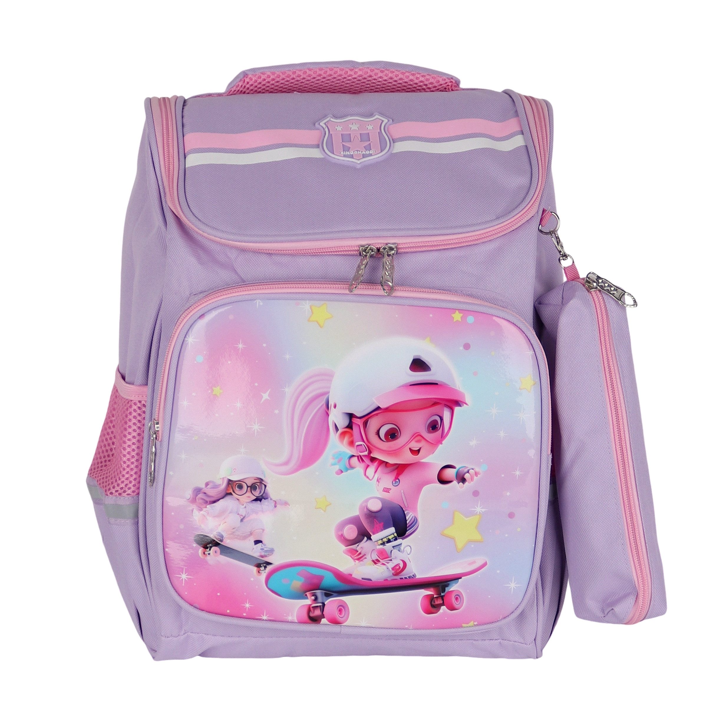 MIRROSI Schulranzen Kinder Schulranzen Rucksack 34x41x16 cm mit Motiv, Reflektorstreifen & Seitenfächern, gepolsterter Schulrucksack