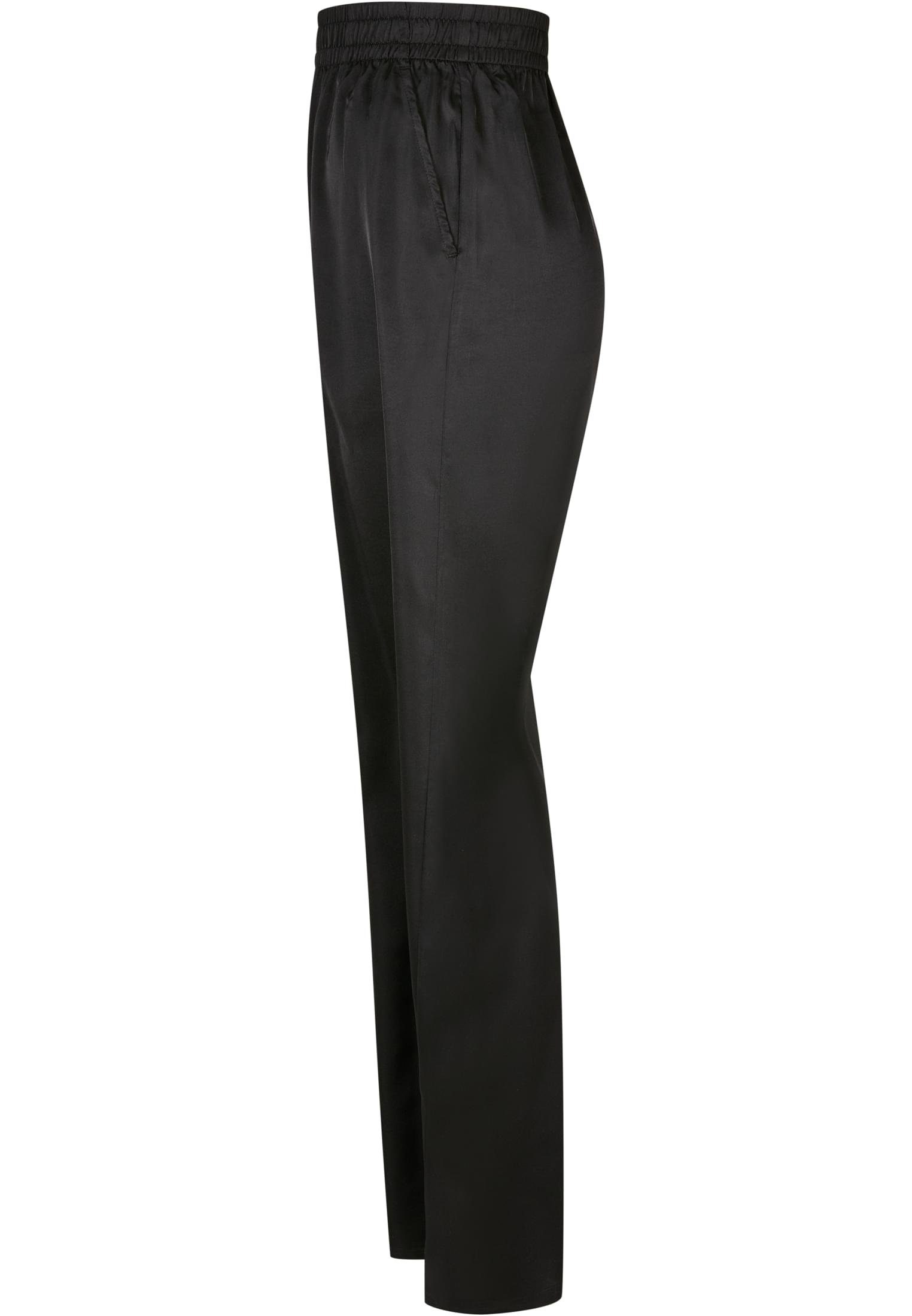 URBAN CLASSICS Stoffhose Damen black Satin Pants (1-tlg) Ladies Wide Leg