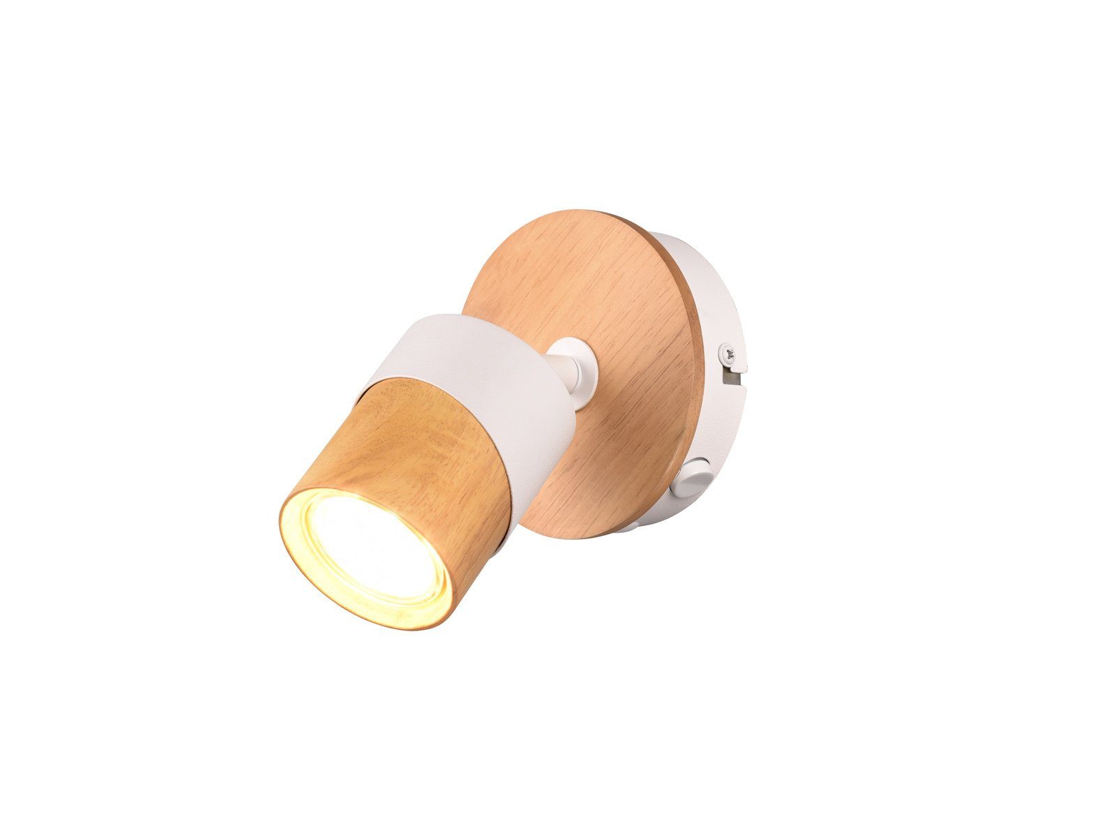 schwenkbar, wechselbar, meineWunschleuchte kleine Wandlampe warmweiß, Holz-lampe Naturfarben-Weiß Wandstrahler, & LED Bett LED Dimmfunktion, innen, Treppenhaus Spot