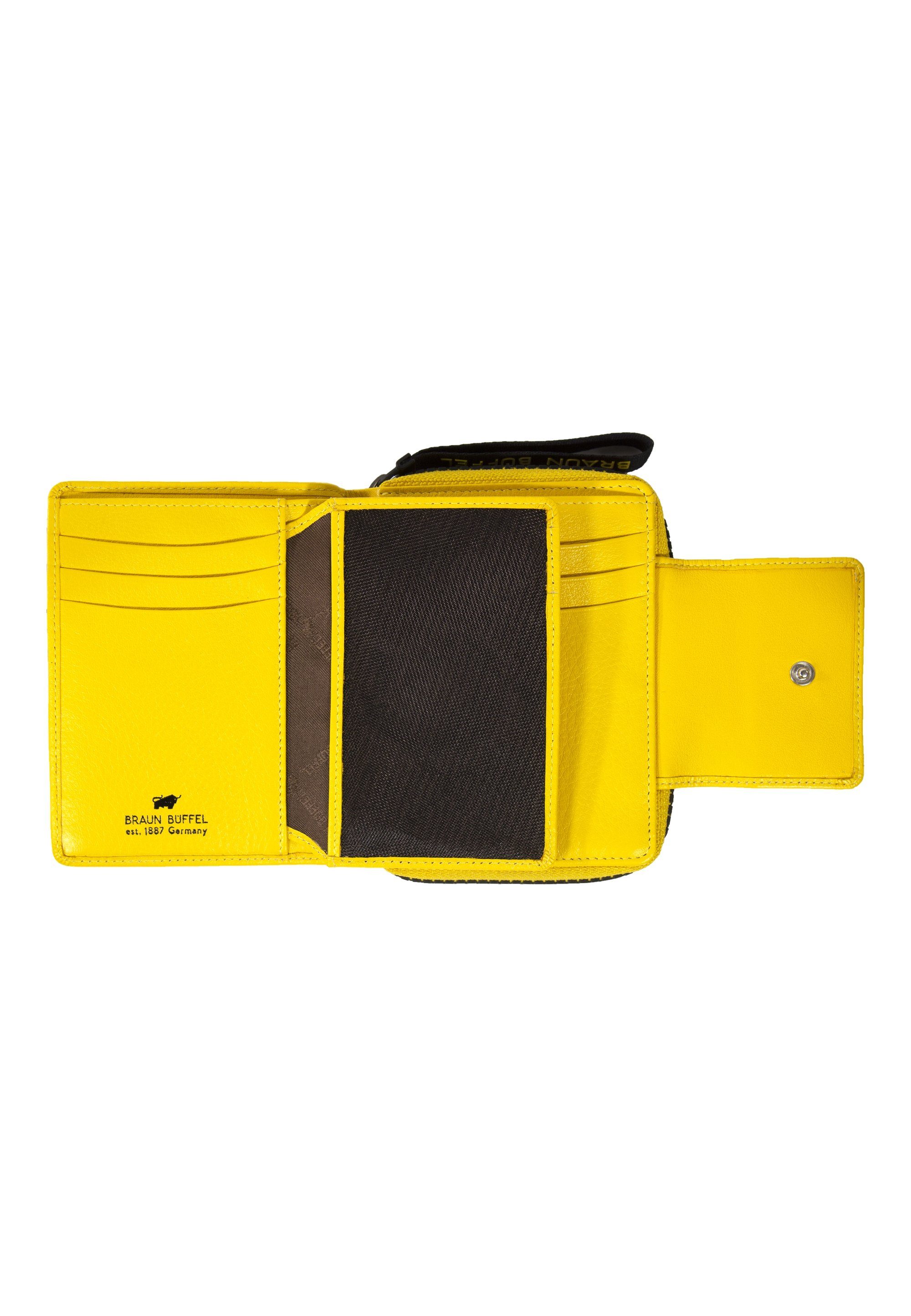 Braun Büffel ZIP-Band Yellow Geldbörse mit stylischem CAPRI