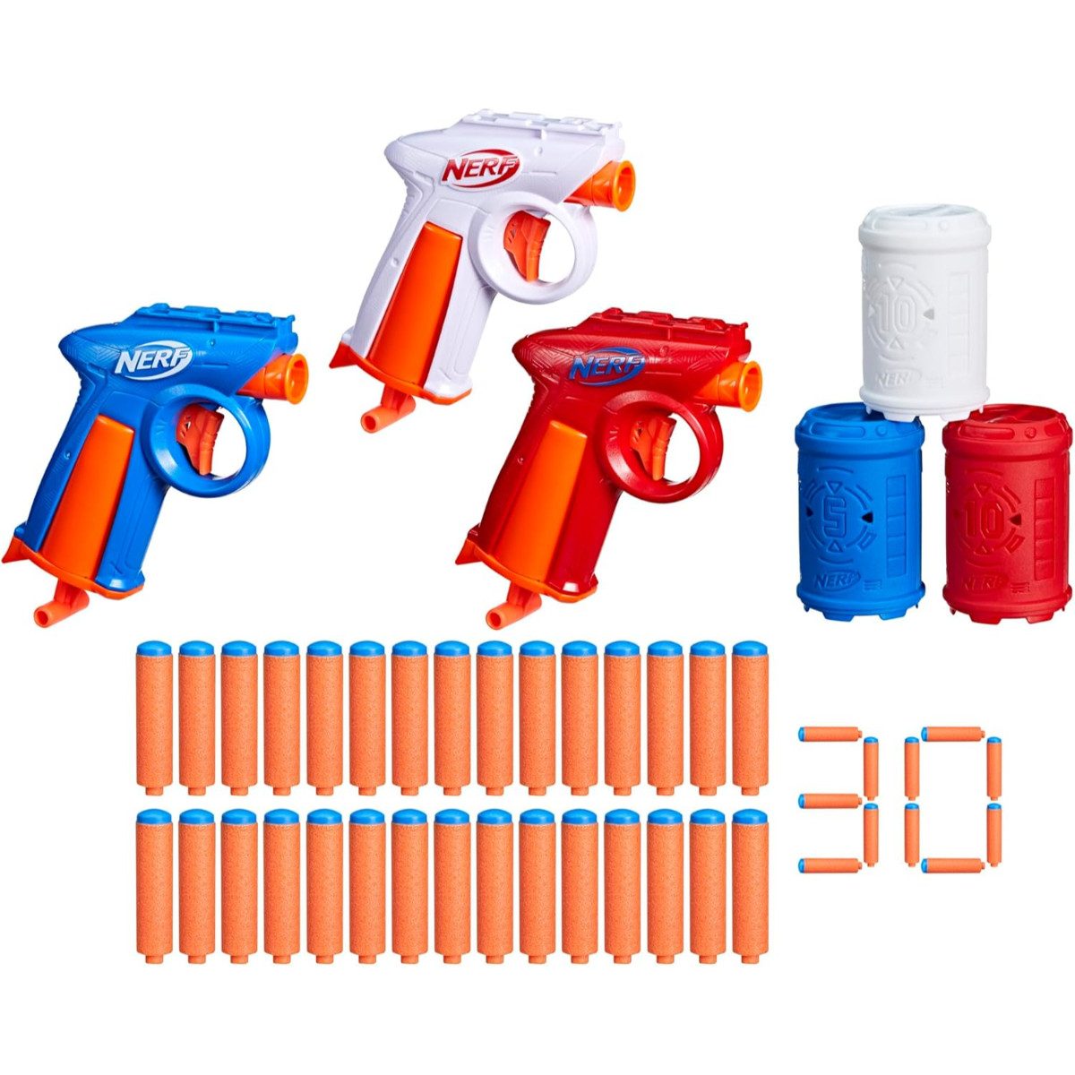 Nerf Blaster N Series Backyard Triple Pack mit 3 Blastern 30 Darts und 3 Zielen