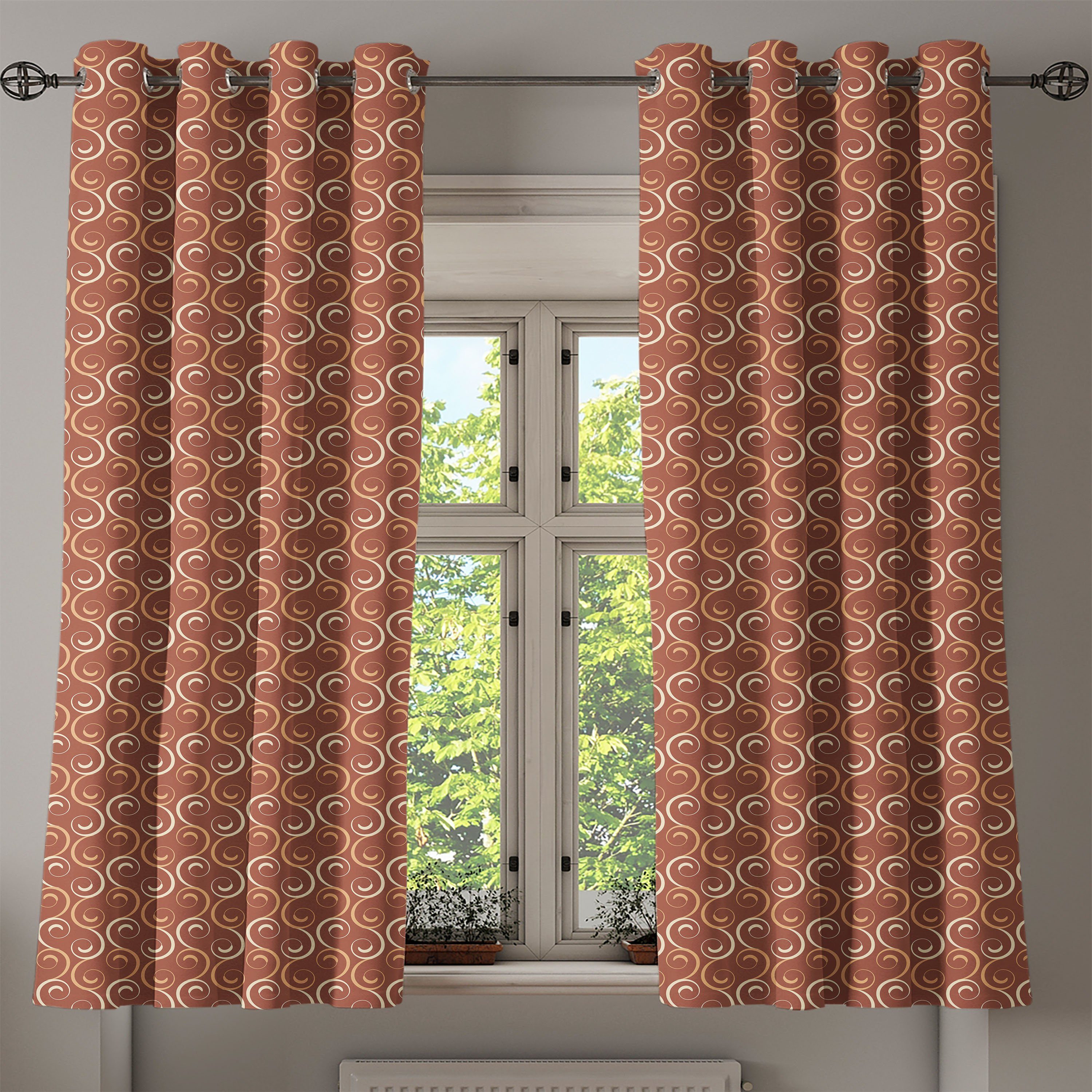 Frühling Dekorative Gardine Ornament-Motiv 2-Panel-Fenstervorhänge Abakuhaus, Wohnzimmer, Schlafzimmer Blumen für