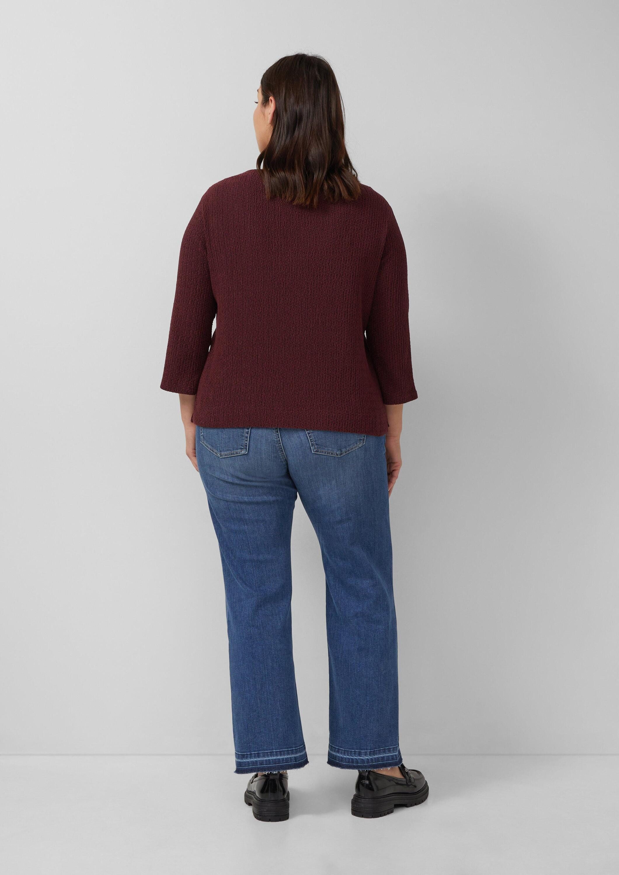 s.Oliver 3/4-Arm-Shirt T-Shirt Verkürztes Struktur Shirt mit 3/4-Arm