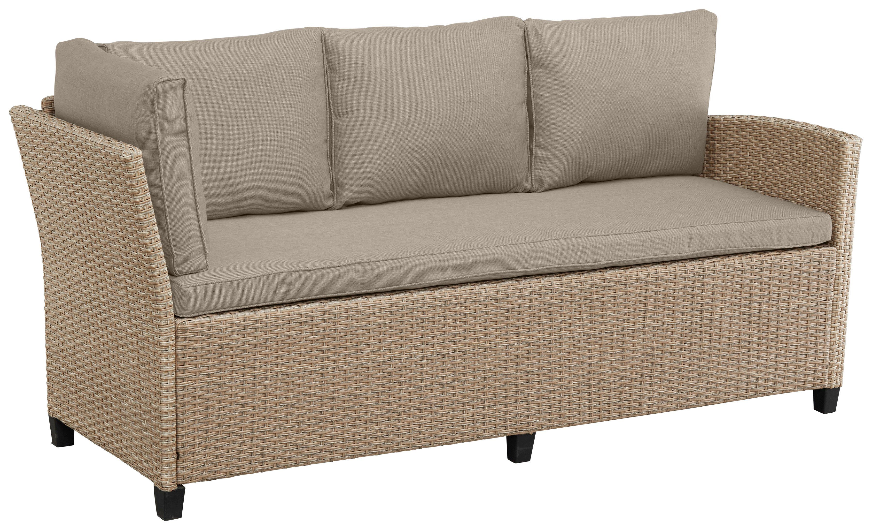 Polyrattan Sofas, (20-tlg), grau-beige cm, Hocker, Rotterdam, Tisch beige Gartenlounge-Set 2 | 120x82 3 KONIFERA