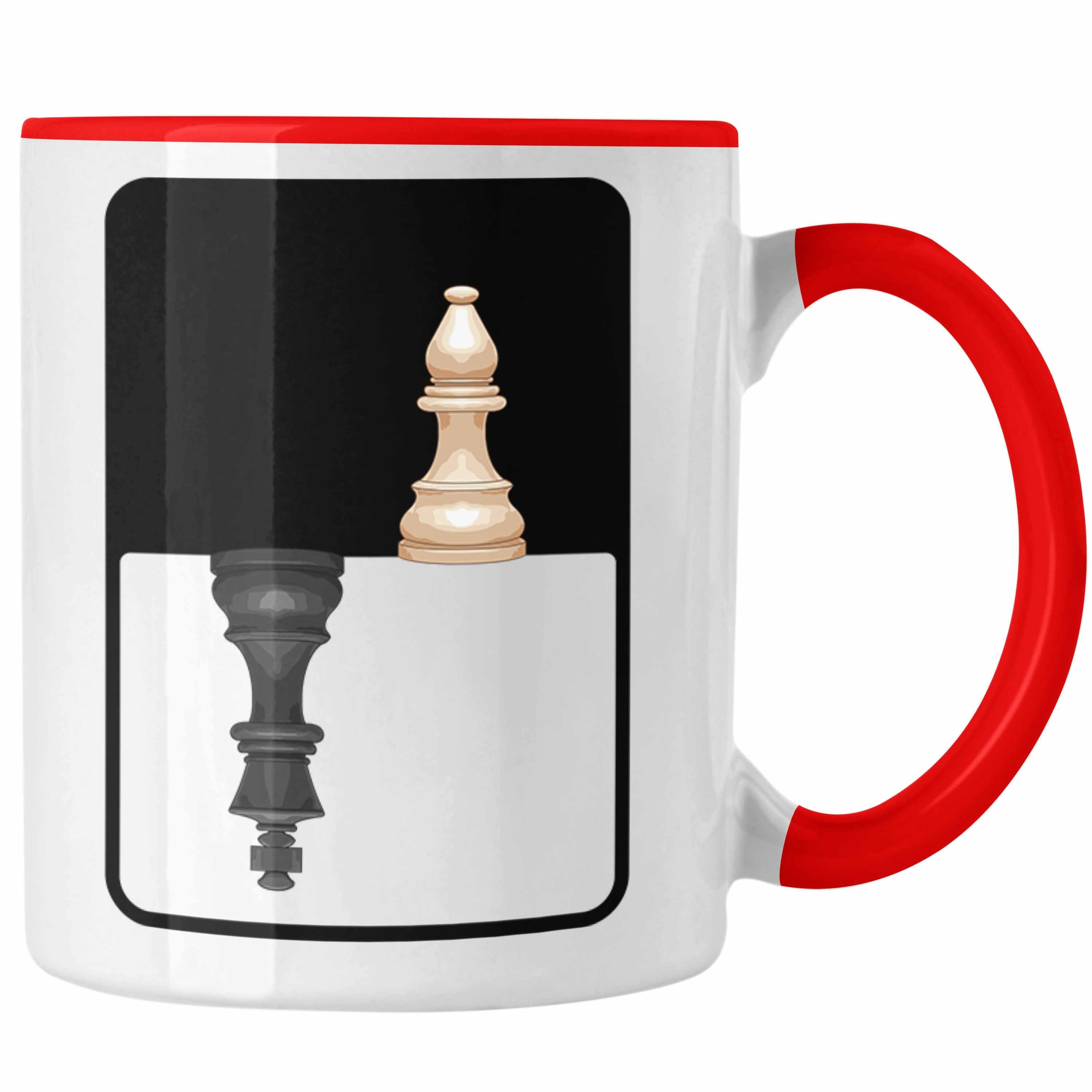 Trendation Tasse Trendation - Schach Geschenk Schachspieler Geschenkidee Tasse Schachfiguren Grafik Rot