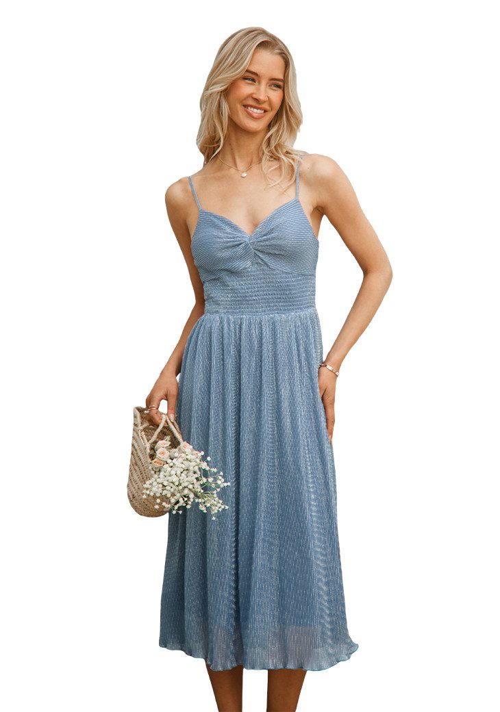Cupshe Midikleid Spaghettiträger Plissiert Gesmokt