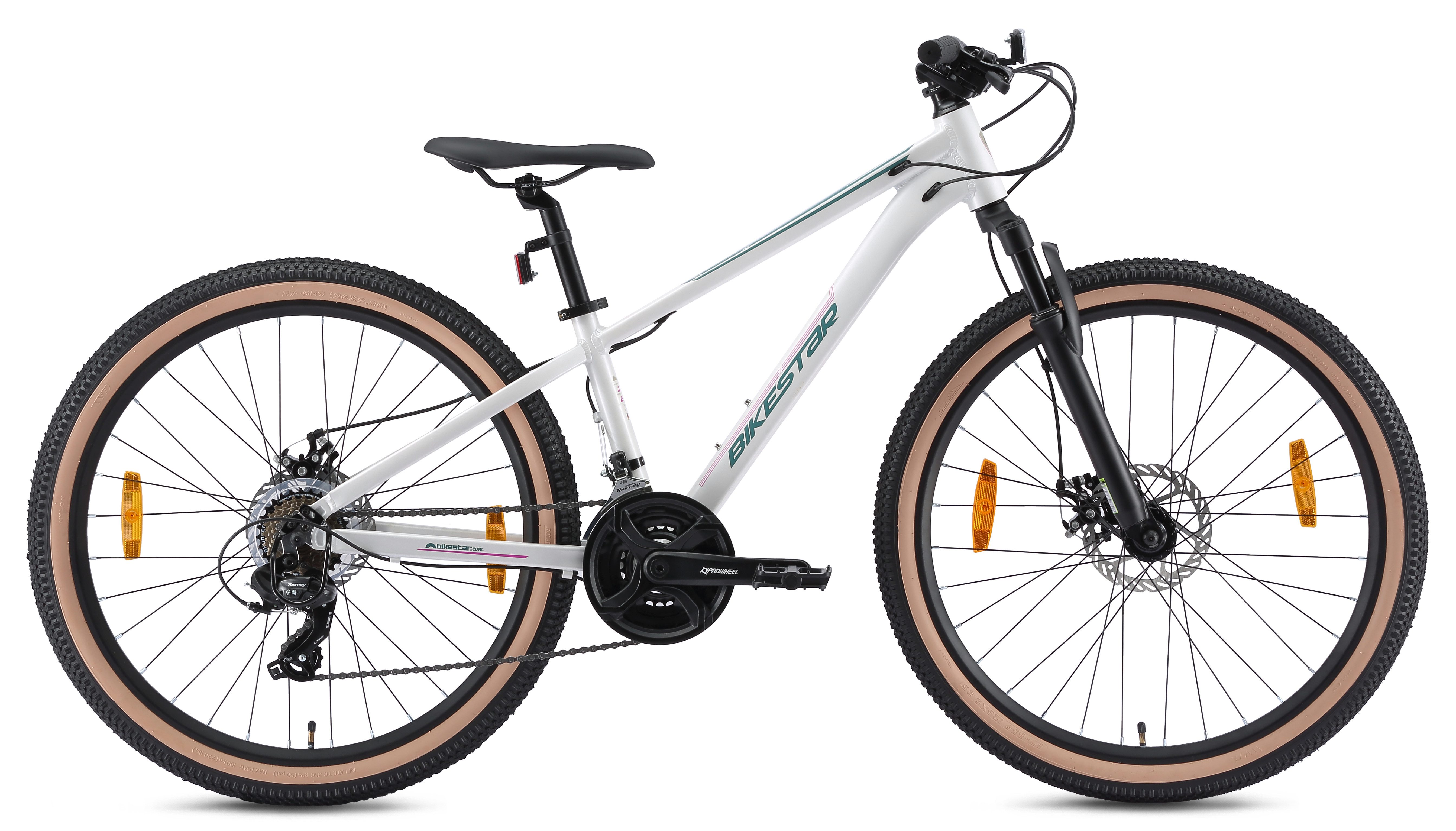 Bikestar Mountainbike, 21 Gang Shimano RD-TY300 Schaltwerk, Kettenschaltung, für Damen und Herren, Kettenschaltung