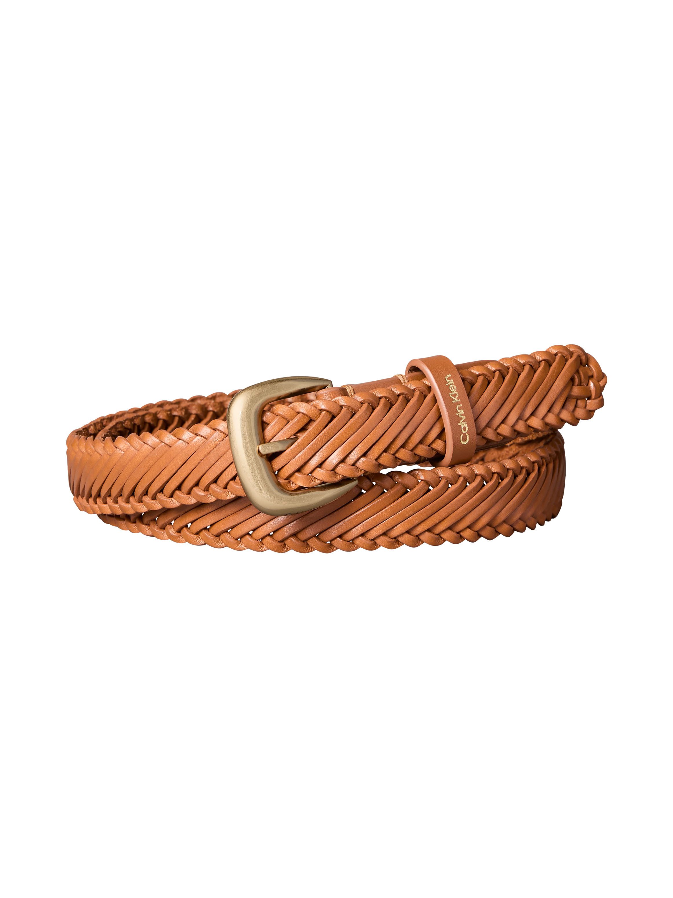 Calvin Klein Ledergürtel BRAIDED LOGO BUCKLE 25MM Größenverstellbar mit Metallschließe