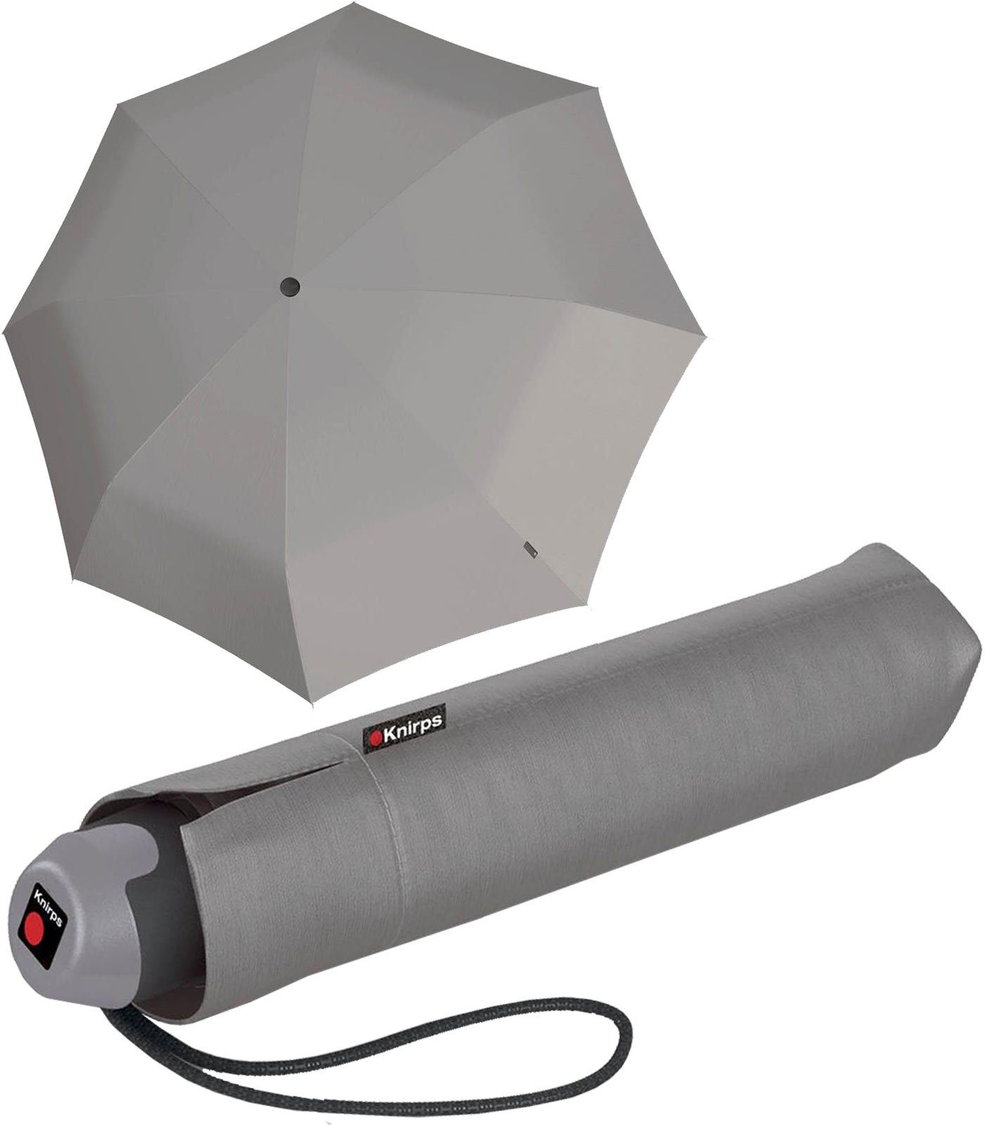 Knirps® Taschenregenschirm E.051 grey, leichter Regenschirm mit Handöffner, der kleine Taschenschirm für den Alltag grau