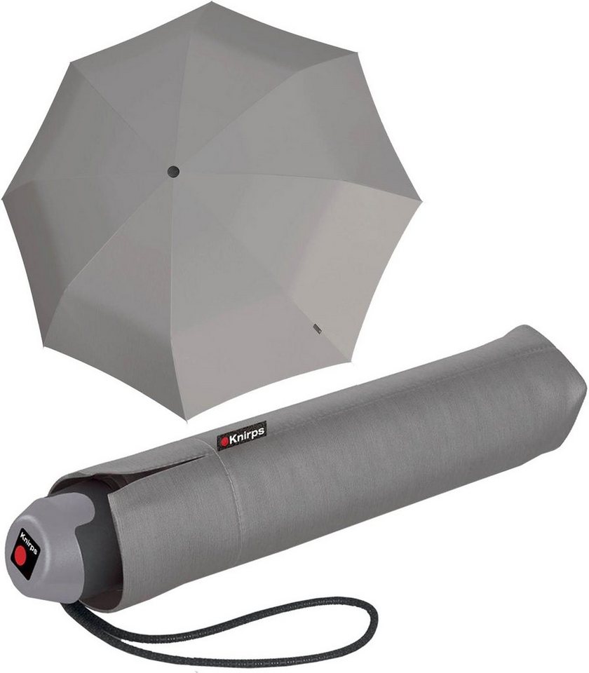 Knirps® Taschenregenschirm E.051 grey, leichter Regenschirm mit Handöffner,  der kleine Taschenschirm für den Alltag