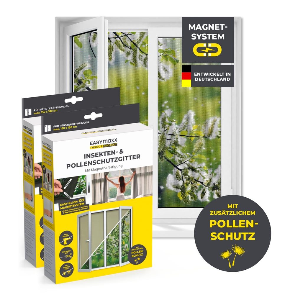 EASYmaxx Insektenschutz-Fensterrahmen Fliegengitter mit Pollenschutz 150 x günstig online kaufen
