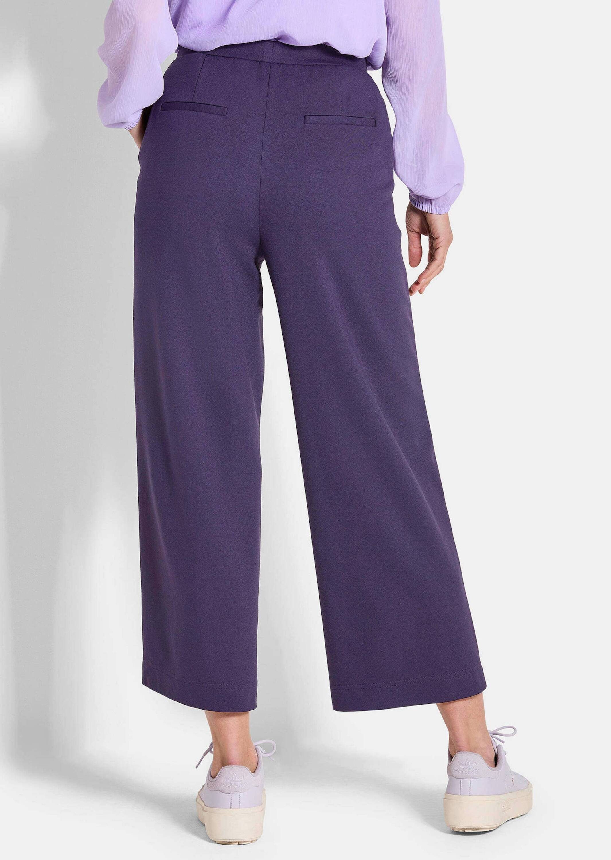 GOLDNER 7/8-Caprijeans Kurzgröße: Verkürzte Jersey-Hose VERA mit Biesen 7/8-Viskose-Culotte mit elastischem Bund und Taschen